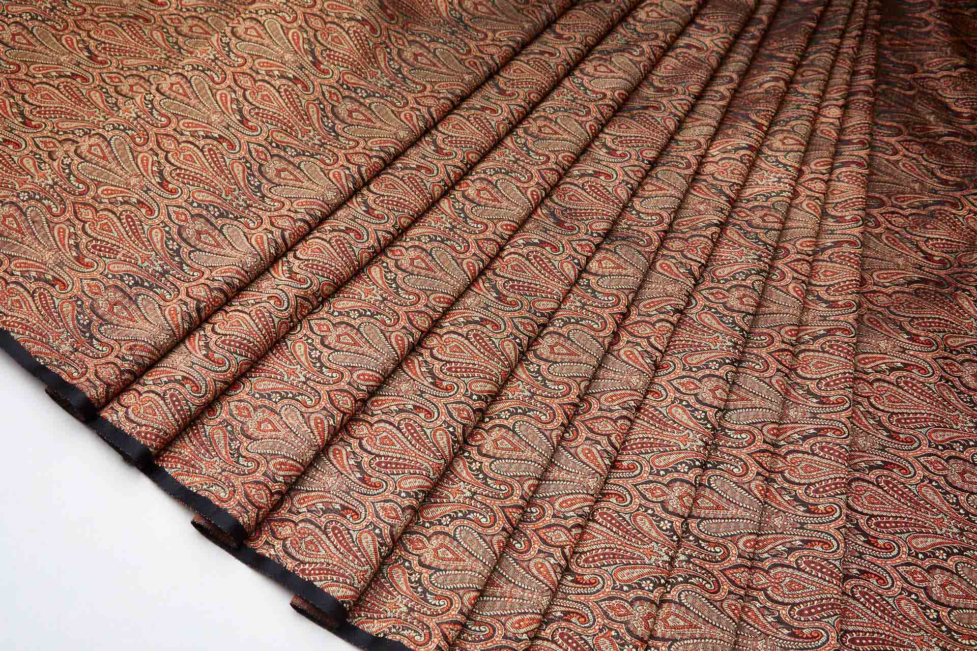 Banaras Brocade - Straw, Orange and Black fabric