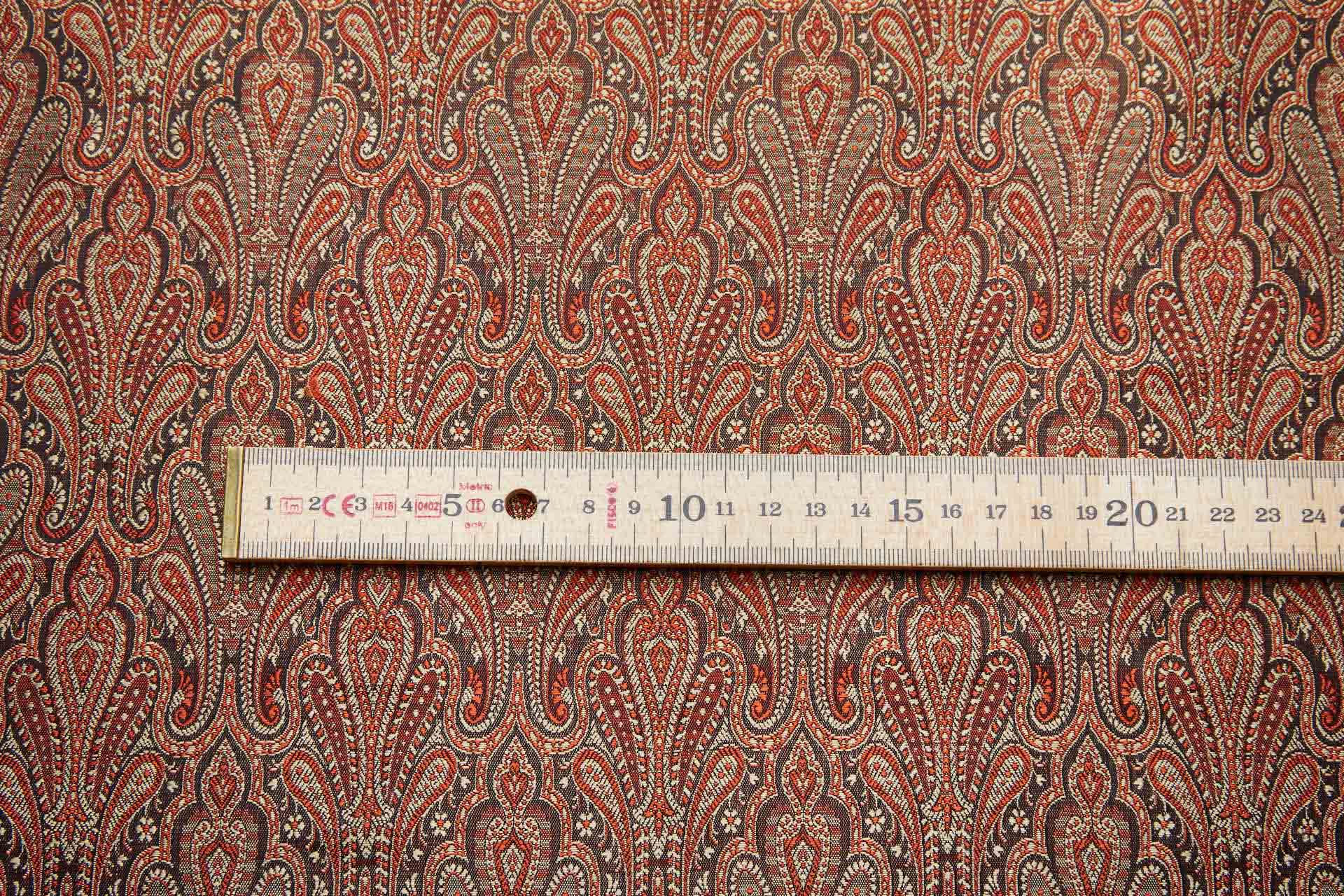 Banaras Brocade - Straw, Orange and Black fabric, image 10 of 11
