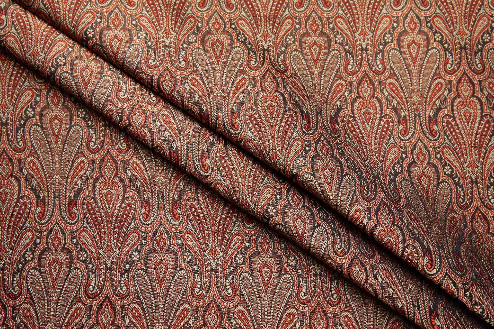 Banaras Brocade - Straw, Orange and Black fabric, image 7 of 11