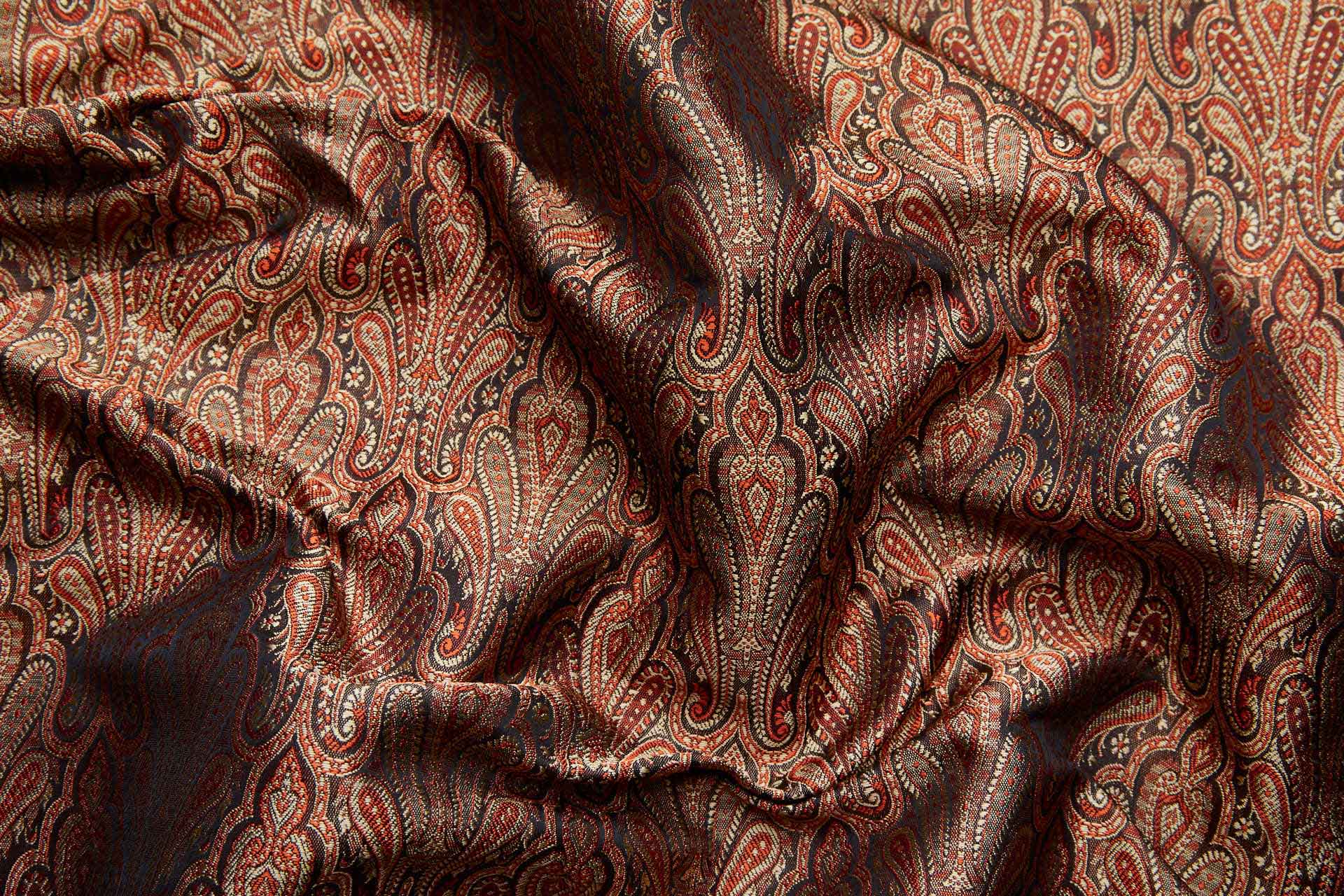Banaras Brocade - Straw, Orange and Black fabric, image 8 of 11