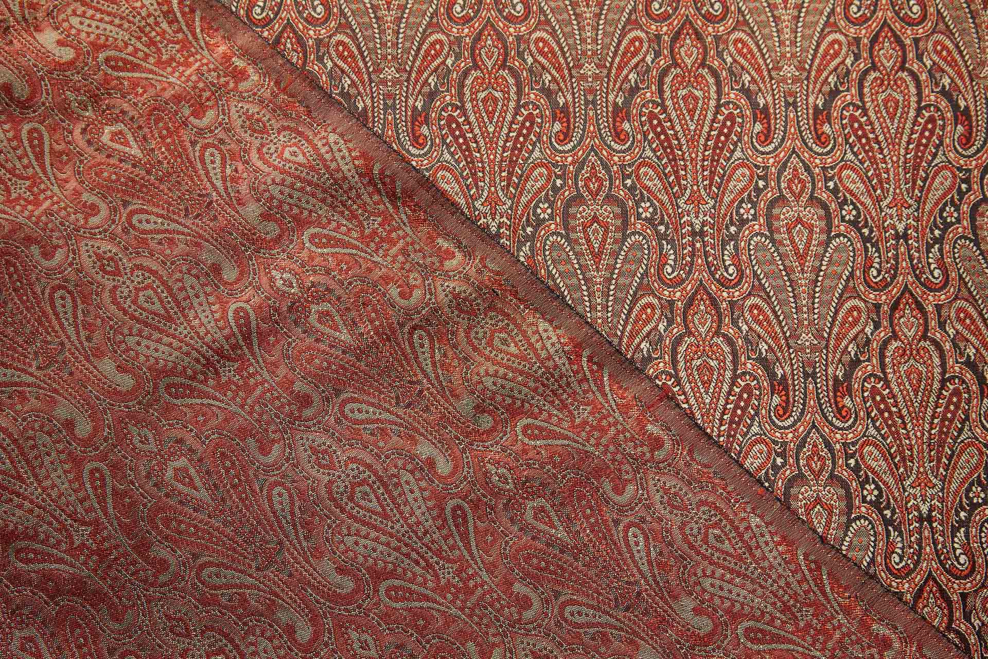 Banaras Brocade - Straw, Orange and Black fabric, image 4 of 11