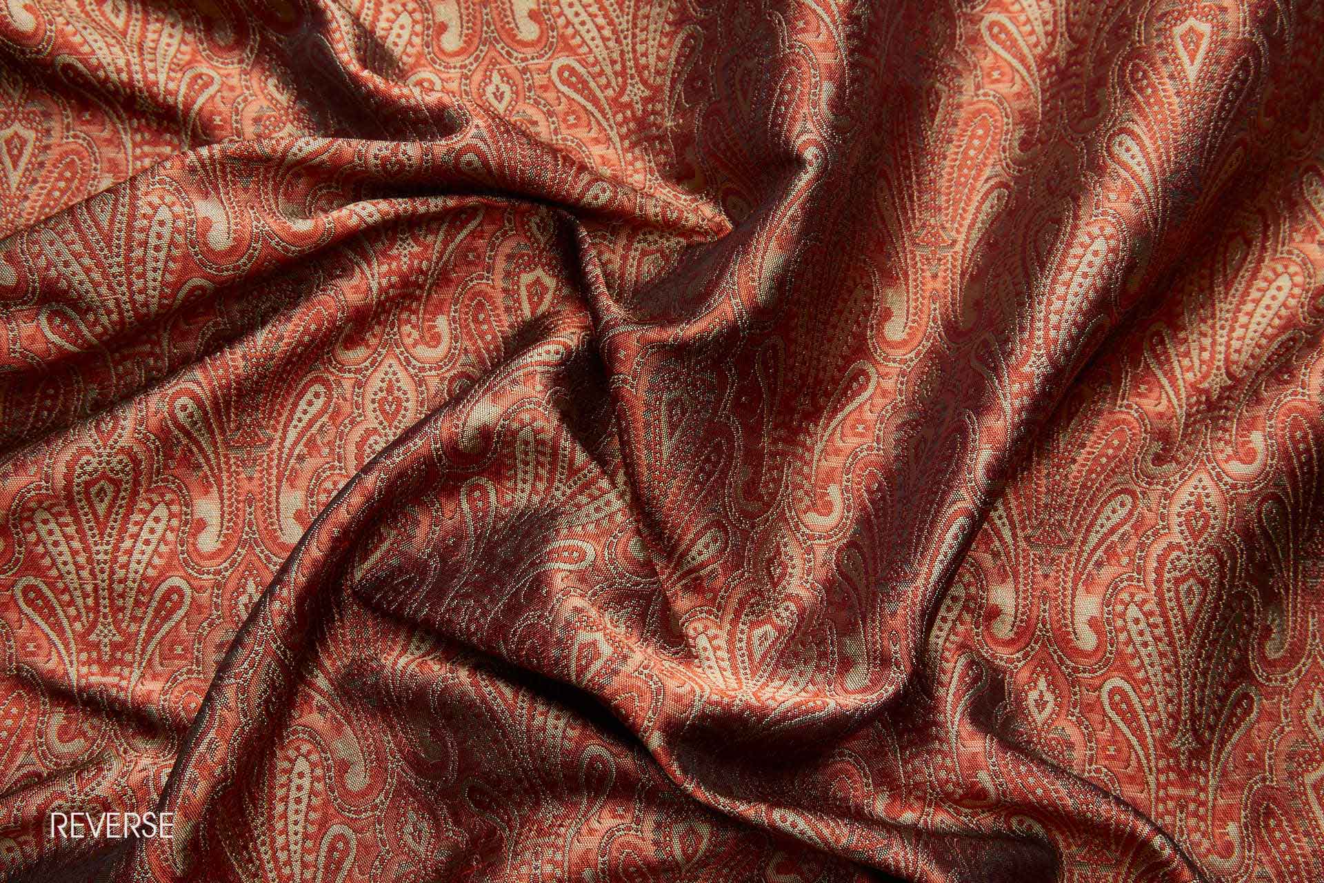 Banaras Brocade - Straw, Orange and Black fabric, image 9 of 11