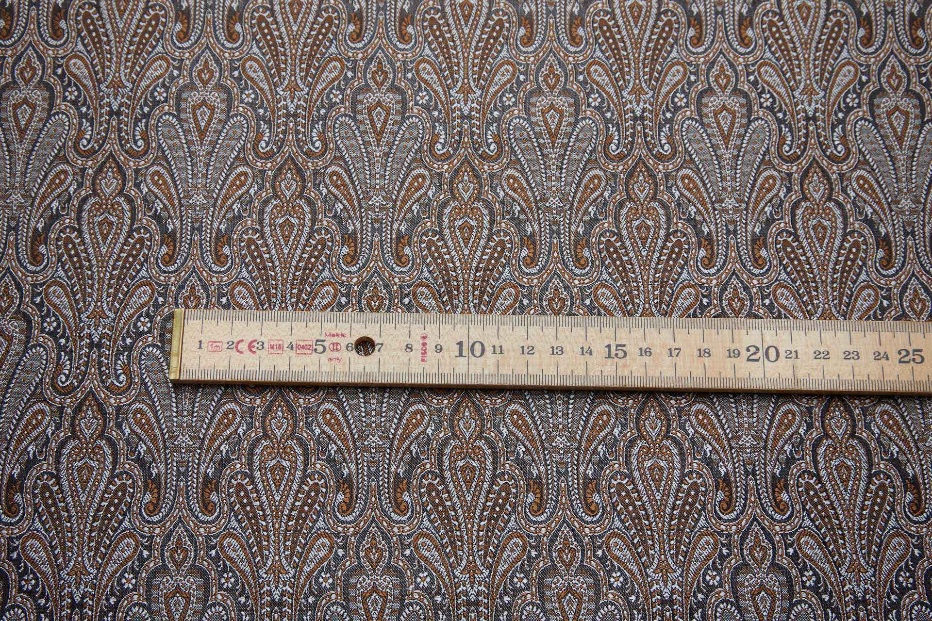 Banaras Brocade - Brown, Silver Grey and Black fabric, image 10 of 11