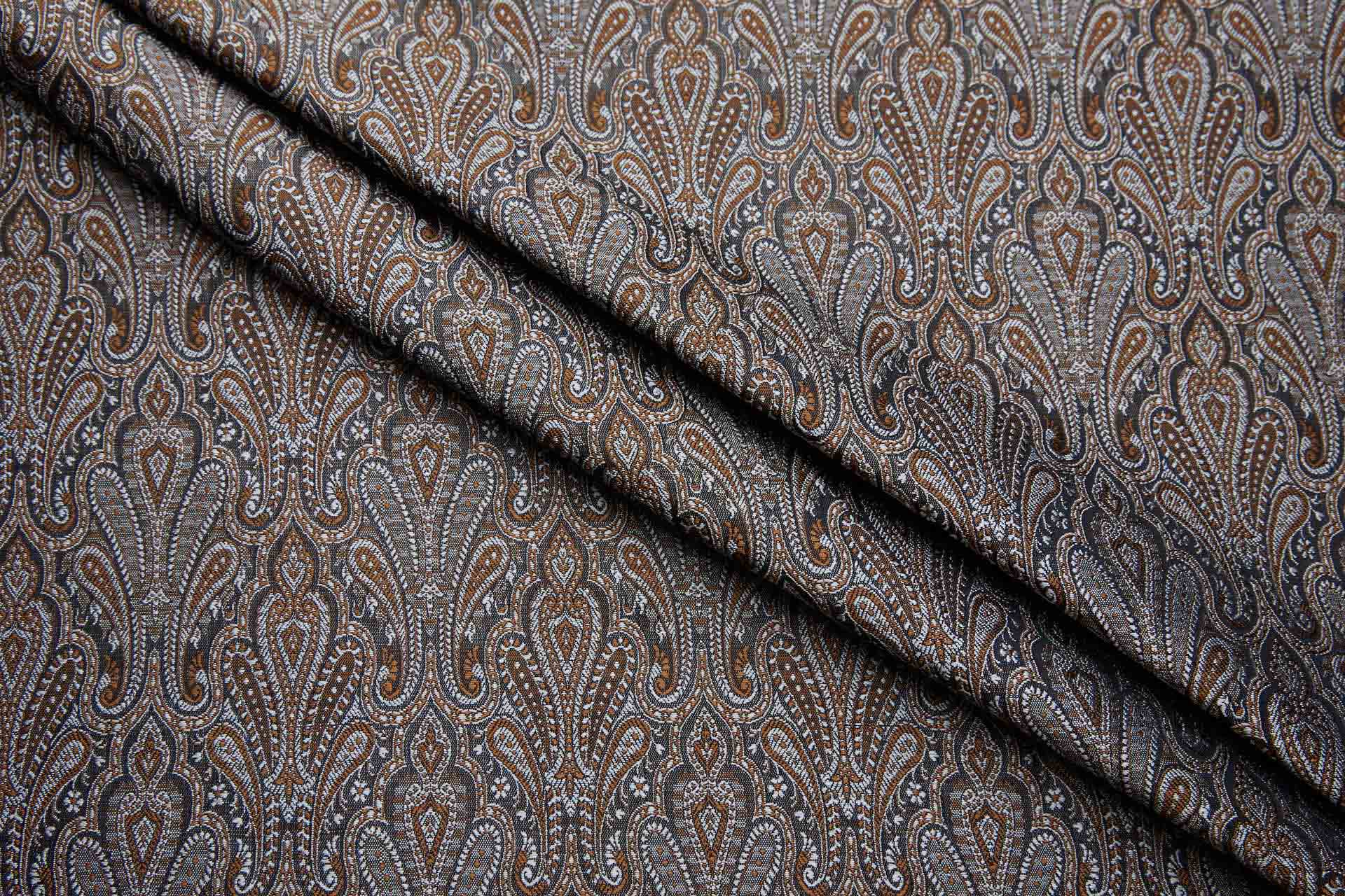 Banaras Brocade - Brown, Silver Grey and Black fabric, image 7 of 11