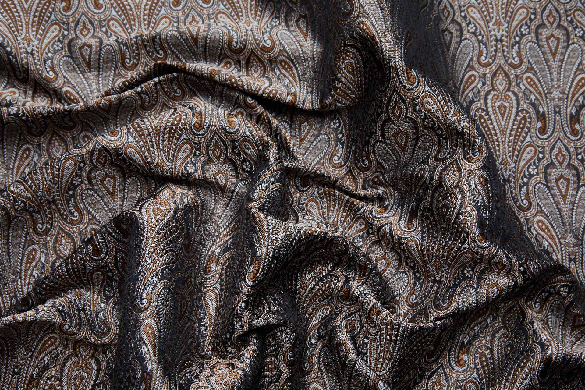 Banaras Brocade - Brown, Silver Grey and Black fabric, image 8 of 11