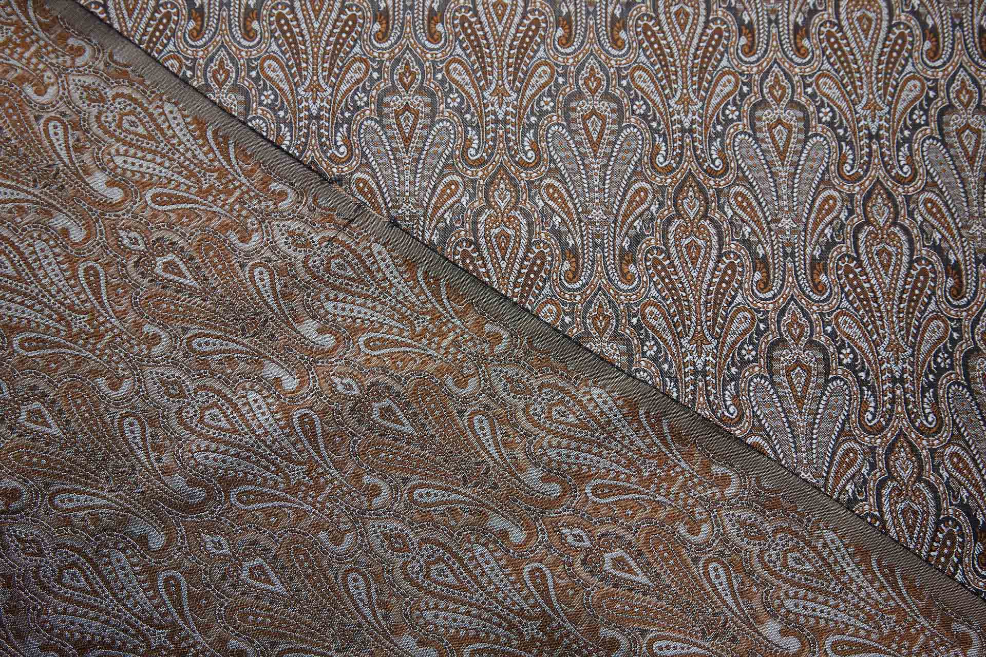 Banaras Brocade - Brown, Silver Grey and Black fabric, image 4 of 11