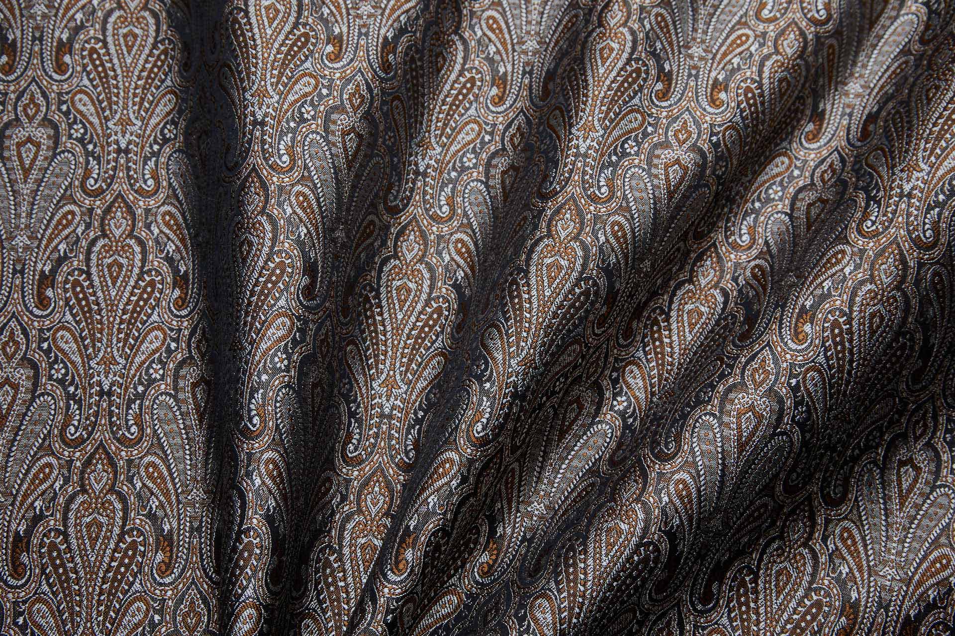 Banaras Brocade - Brown, Silver Grey and Black fabric, image 3 of 11