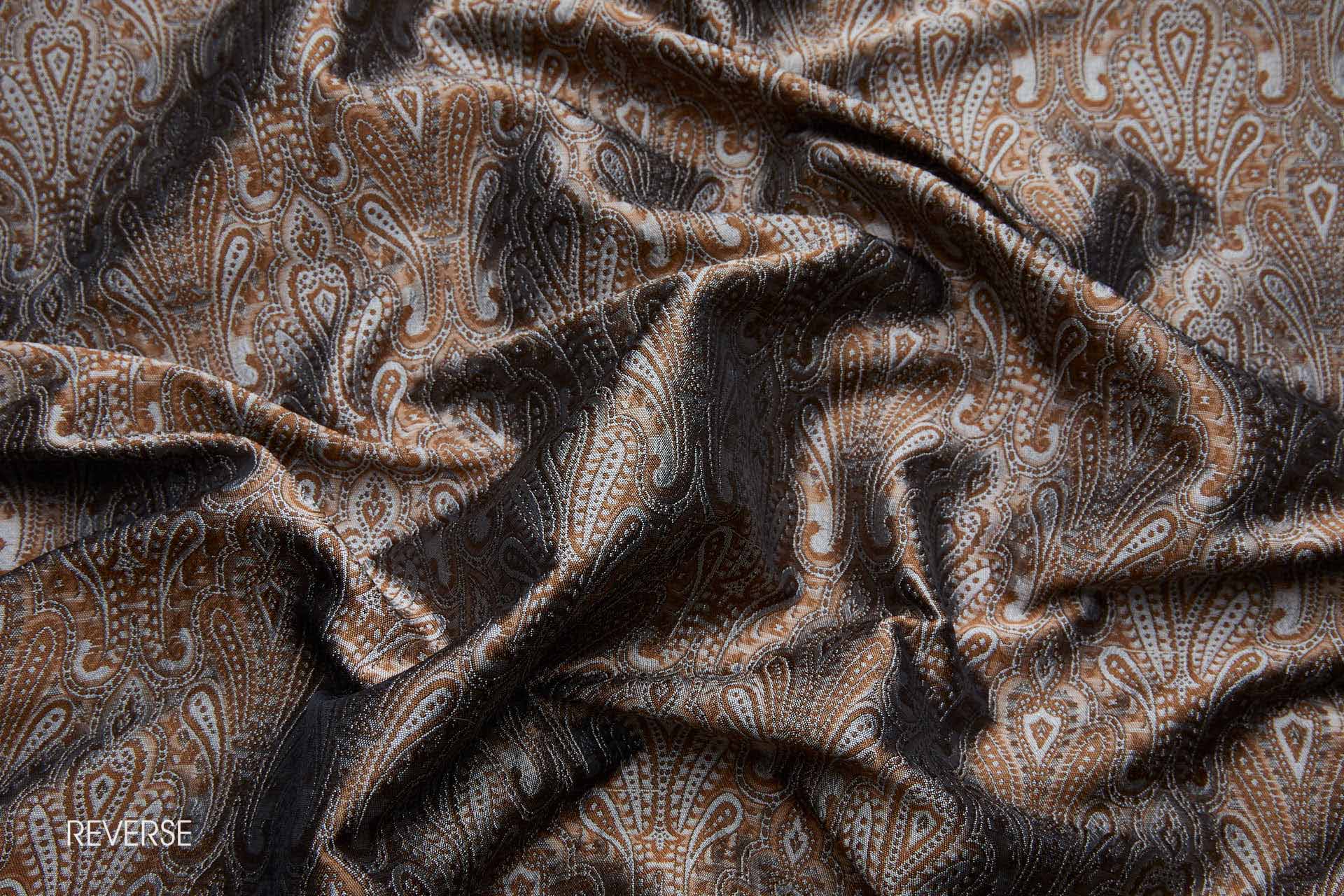 Banaras Brocade - Brown, Silver Grey and Black fabric, image 9 of 11