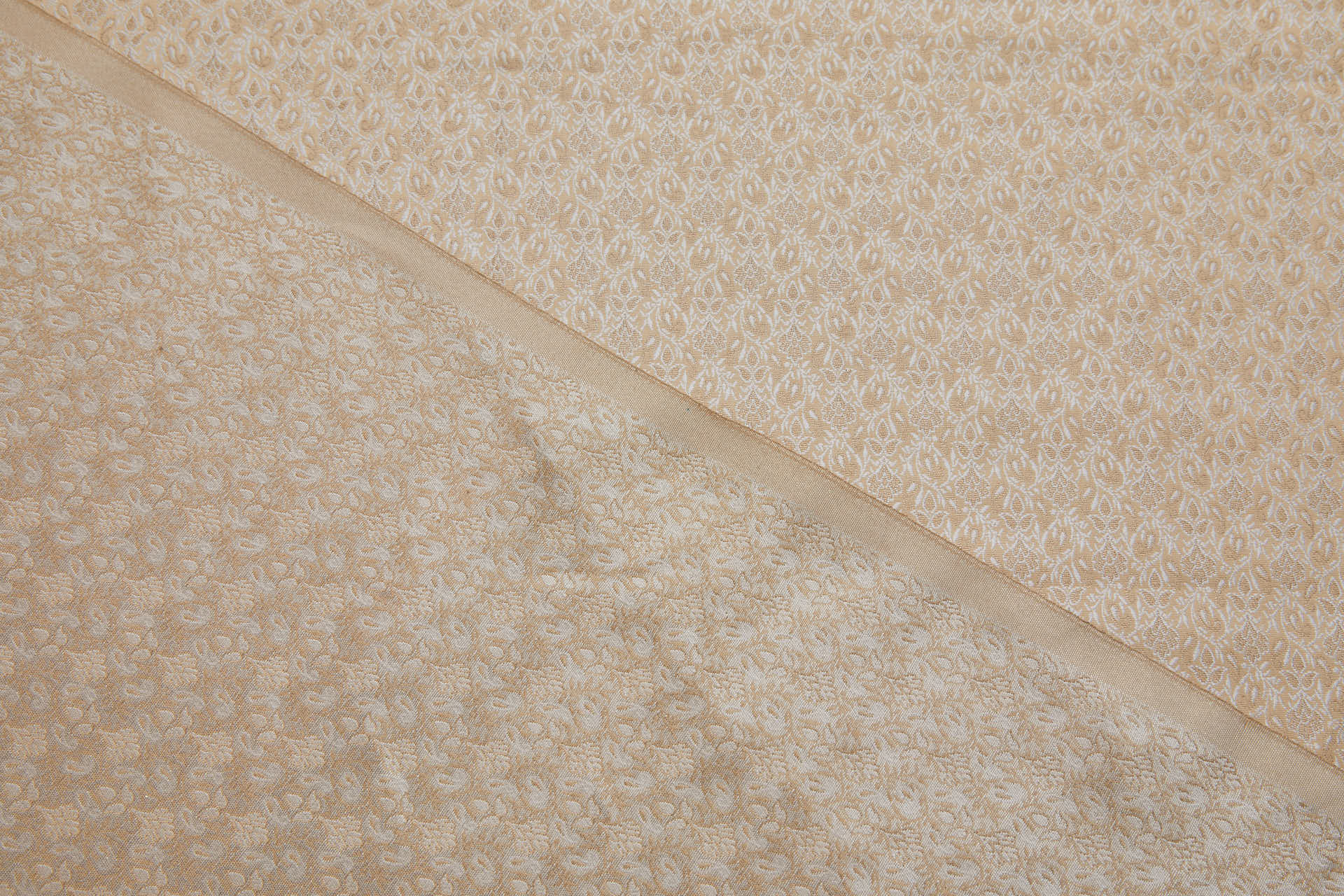 Small Pattern Banaras Brocade - Cream, Ivory & Gold fabric, image 4 of 9