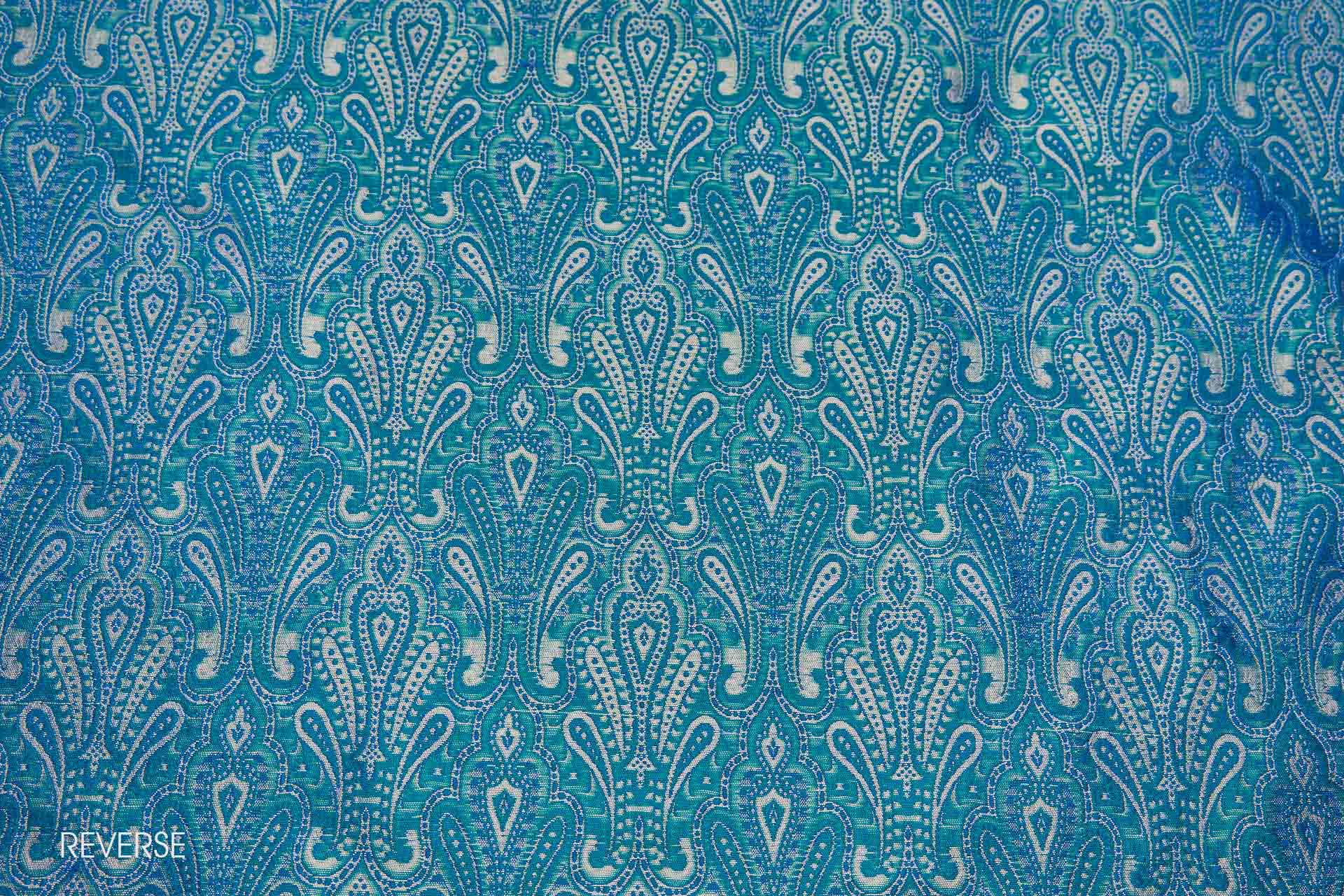 Banaras Brocade - Royal Blue, Teal and Cream fabric, image 6 of 11