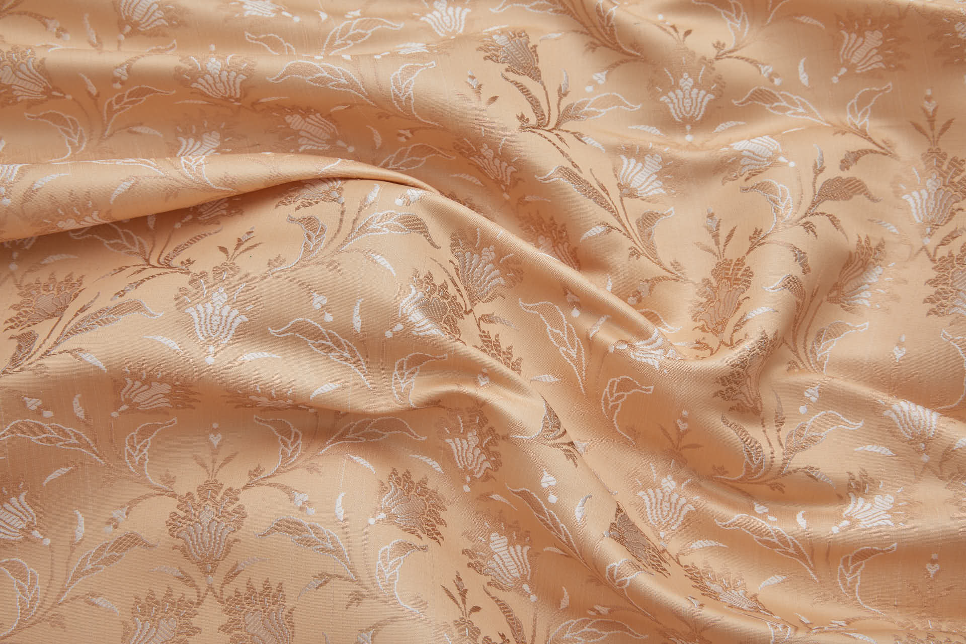 Banaras Brocade - Floral in Apricot Gold and Ivory fabric, image 7 of 10