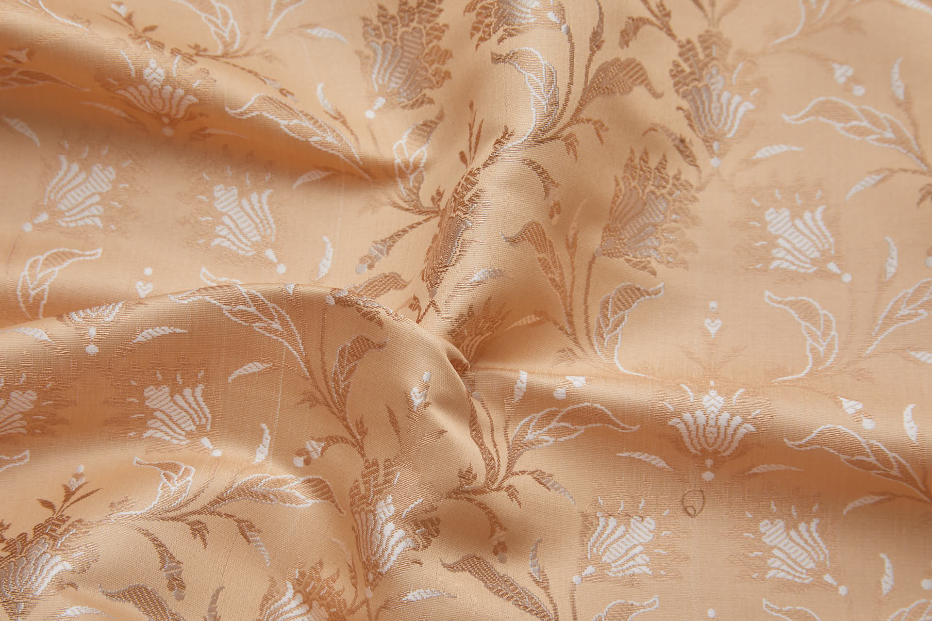 Banaras Brocade - Floral in Apricot Gold and Ivory fabric, image 2 of 10