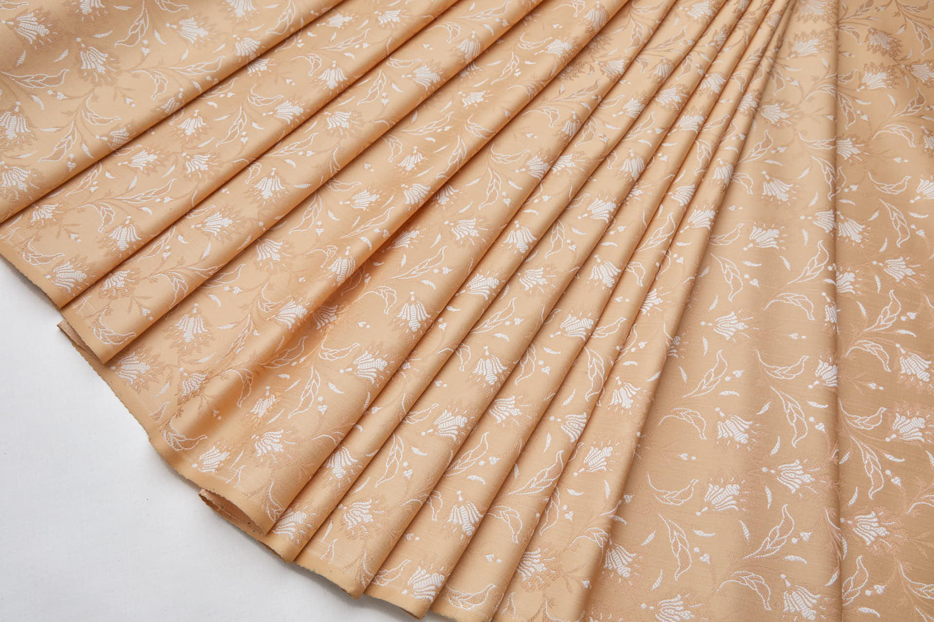 Banaras Brocade - Floral in Apricot Gold and Ivory fabric