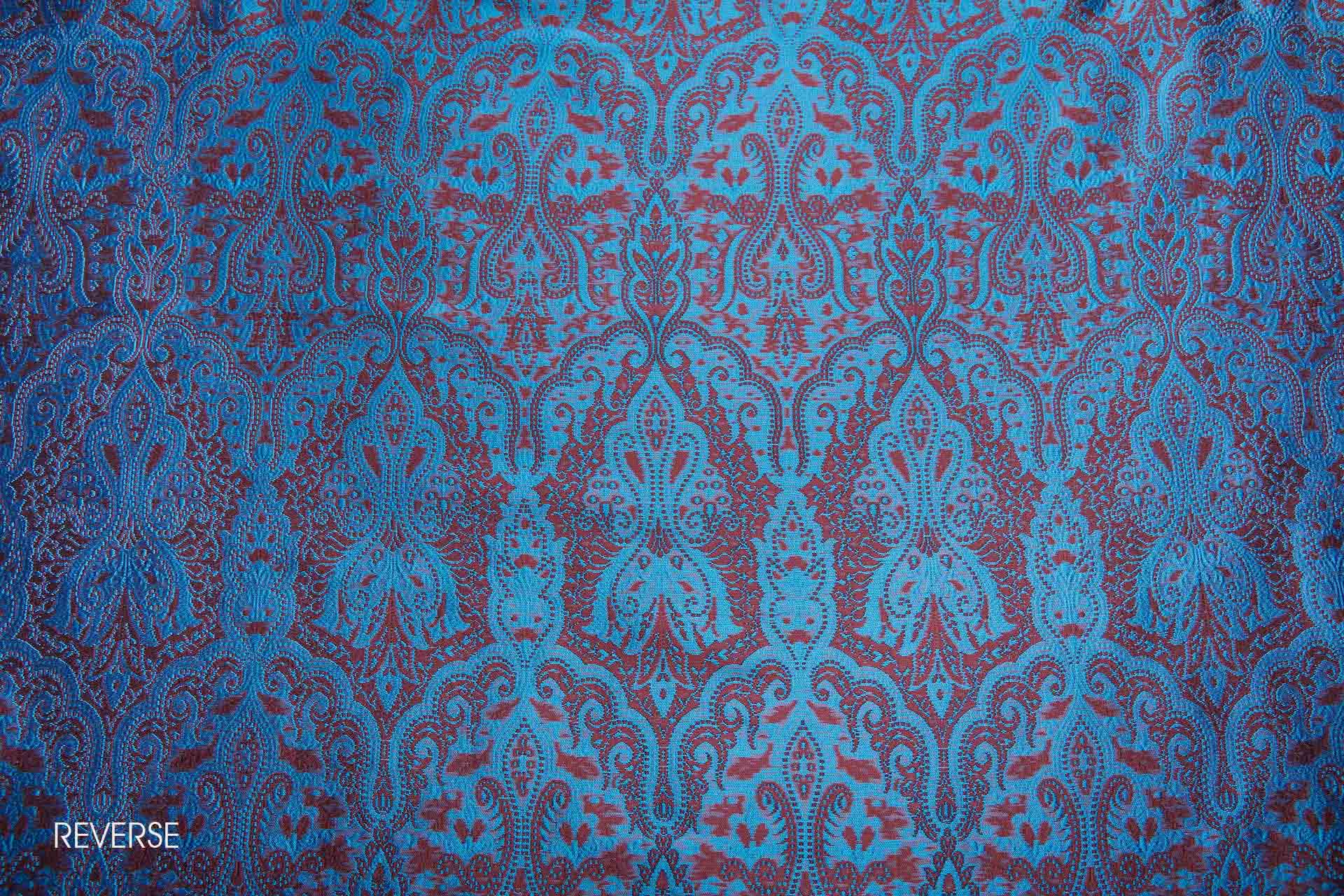Banaras Brocade - Blue, Red and Black fabric, image 7 of 10