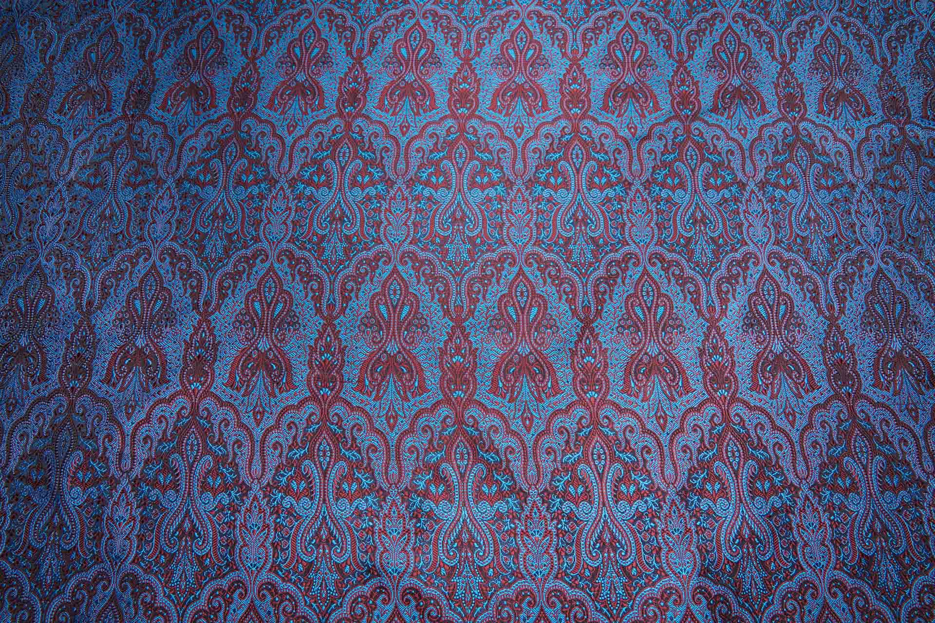 Banaras Brocade - Blue, Red and Black fabric, image 8 of 10