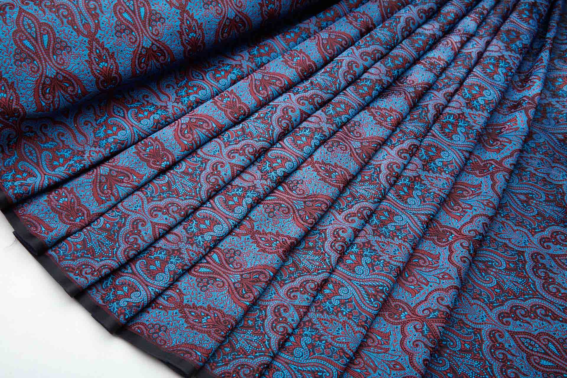 Banaras Brocade - Blue, Red and Black fabric