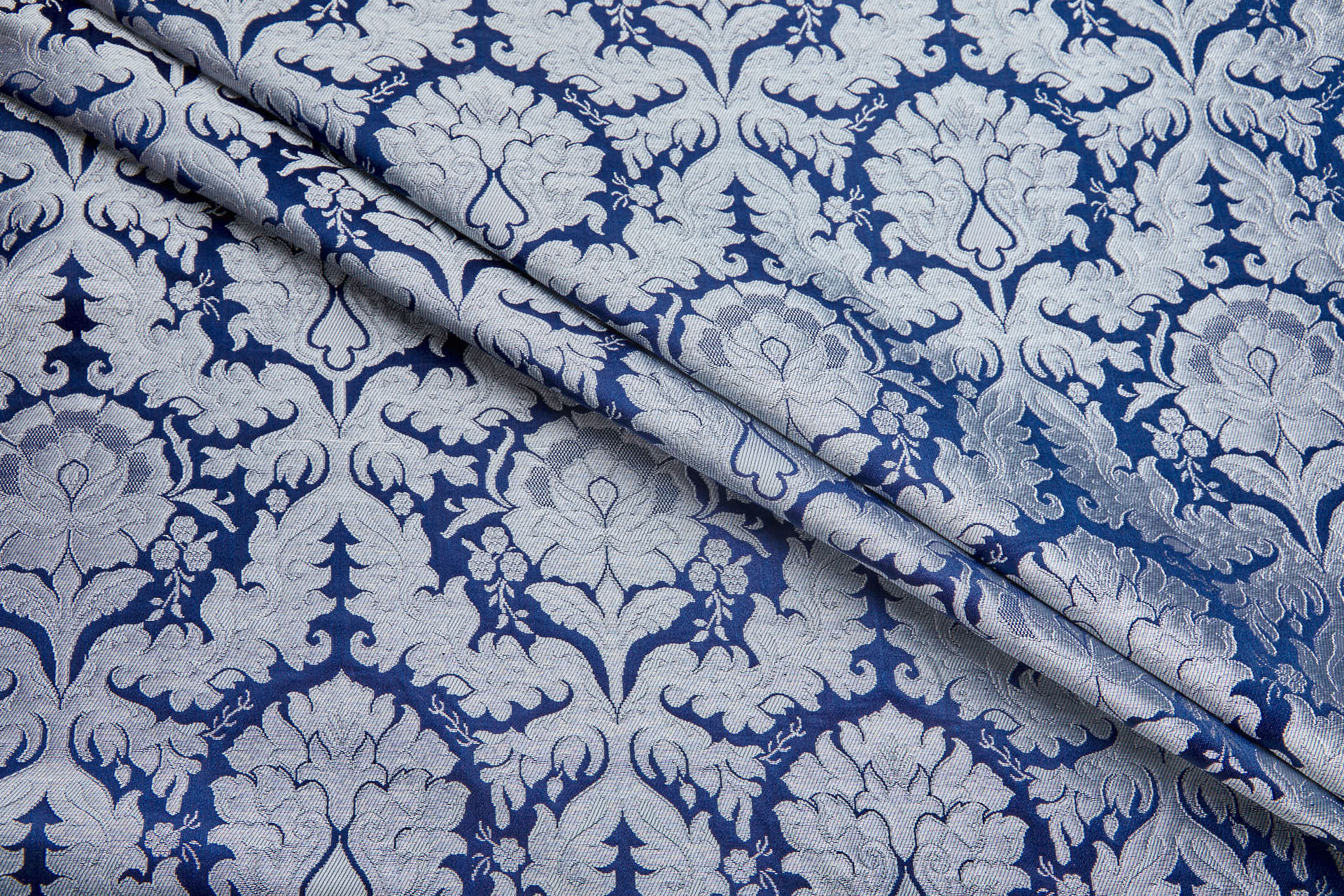 Heavy Banaras Brocade - Blue and Silver fabric, image 3 of 8