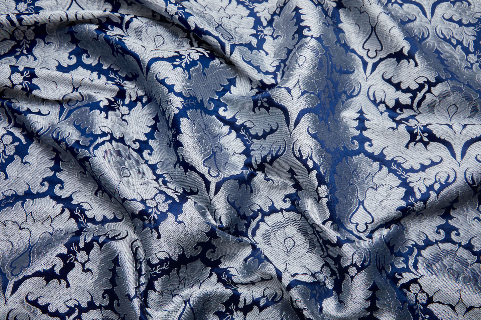 Heavy Banaras Brocade - Blue and Silver fabric, image 5 of 8