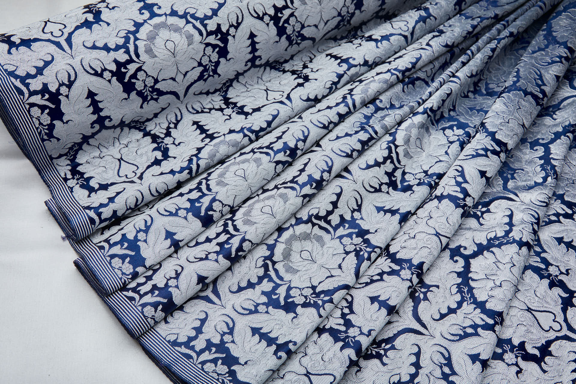 Heavy Banaras Brocade - Blue and Silver fabric, image 7 of 8