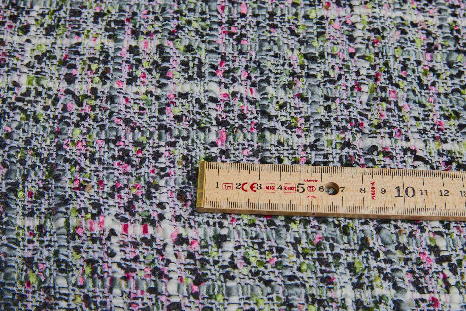 Chunky Multi Colour Chenille - Grey/Green/Pink fabric, image 2 of 5