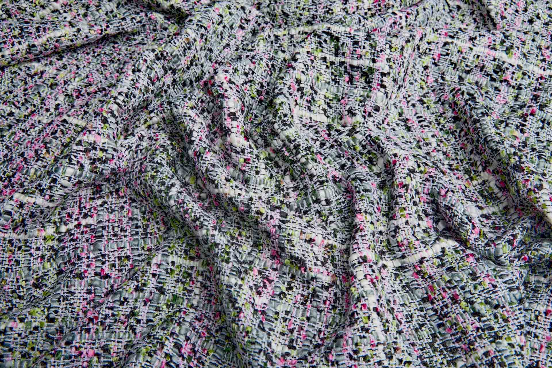 Chunky Multi Colour Chenille - Grey/Green/Pink fabric, image 3 of 5