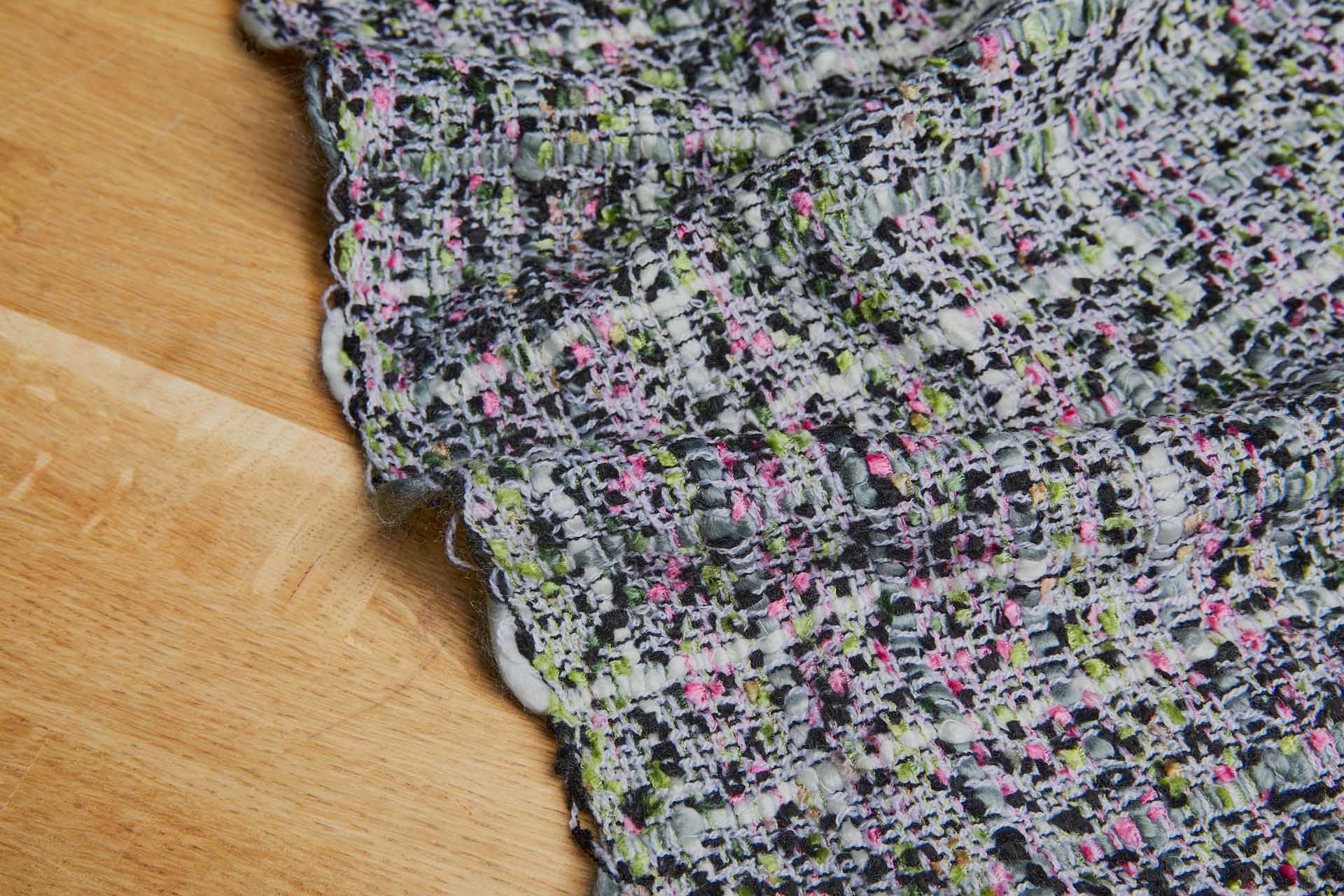 Chunky Multi Colour Chenille - Grey/Green/Pink fabric, image 4 of 5