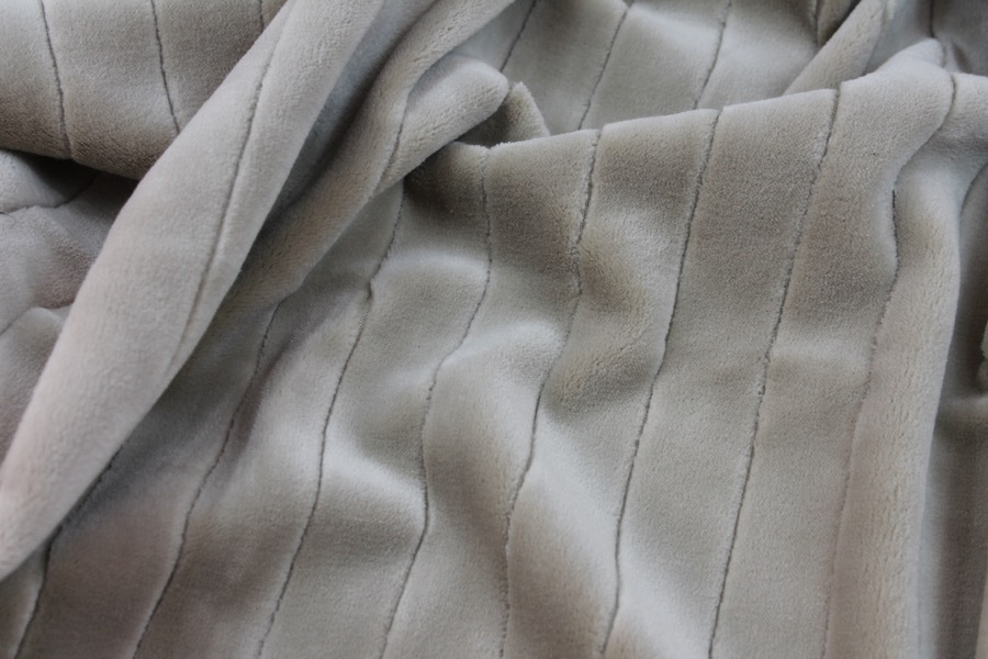 Plush Striped Cotton Velvet - Sand fabric, image 5 of 7