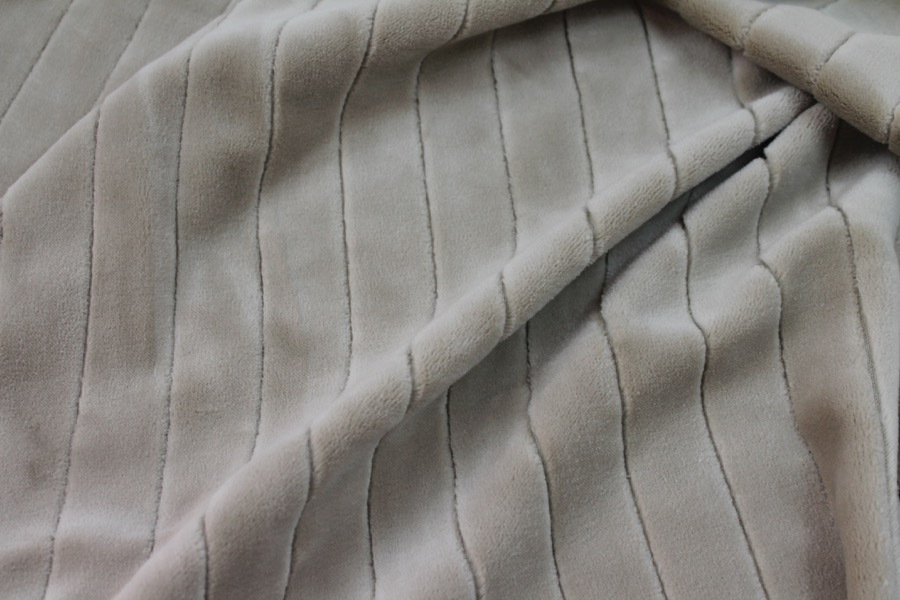 Plush Striped Cotton Velvet - Sand fabric, image 2 of 7