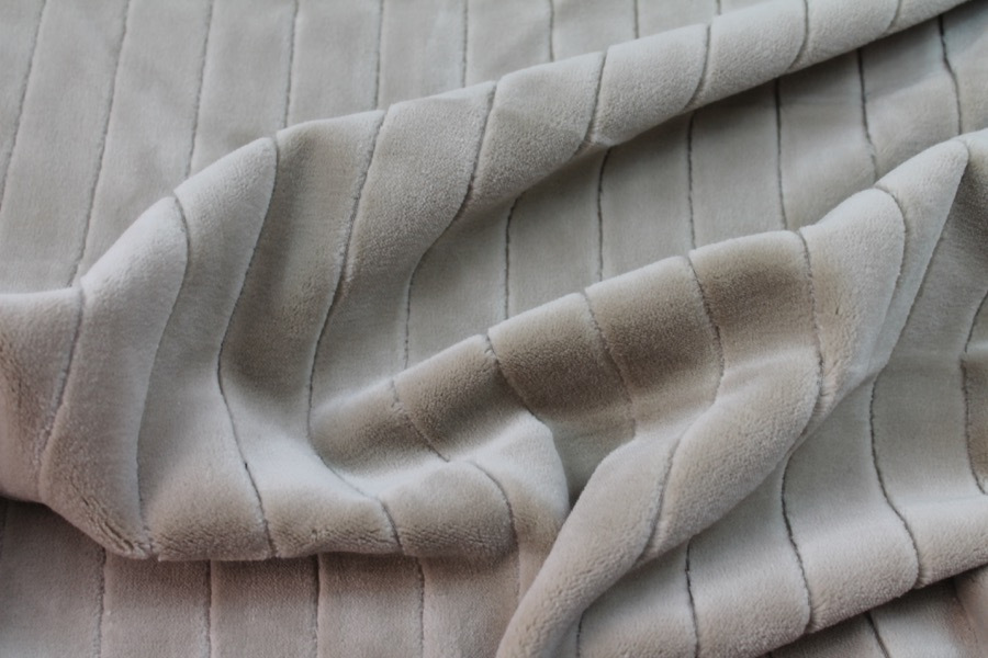Plush Striped Cotton Velvet - Sand fabric, image 6 of 7