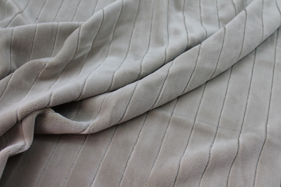 Plush Striped Cotton Velvet - Sand fabric, image 7 of 7