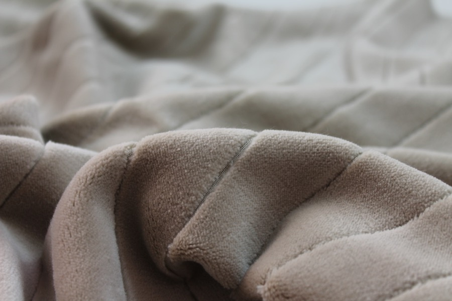 Plush Striped Cotton Velvet - Sand fabric, image 3 of 7