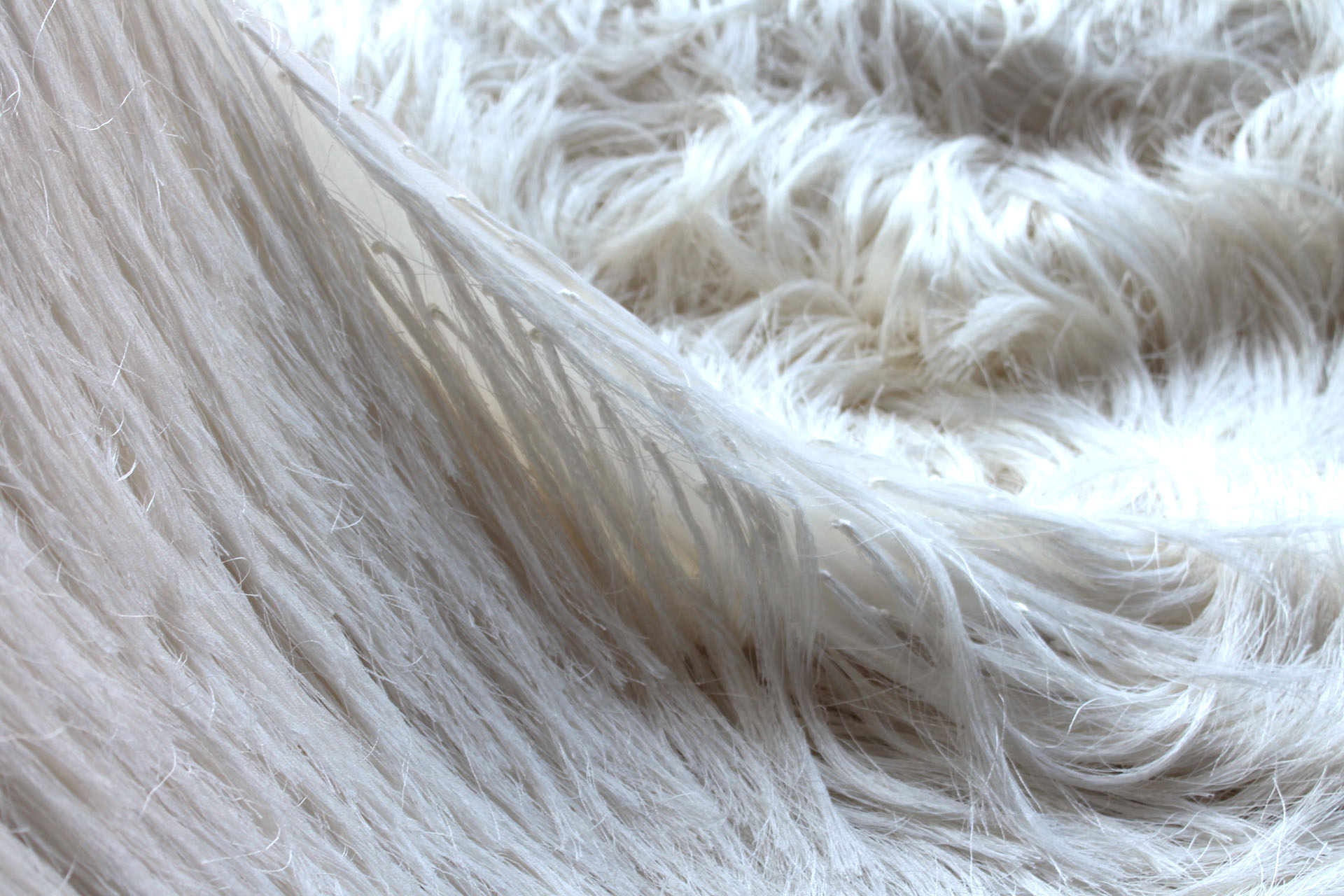 "Yeti" Viscose Fringing on Silk Chiffon - Ivory fabric, image 3 of 9