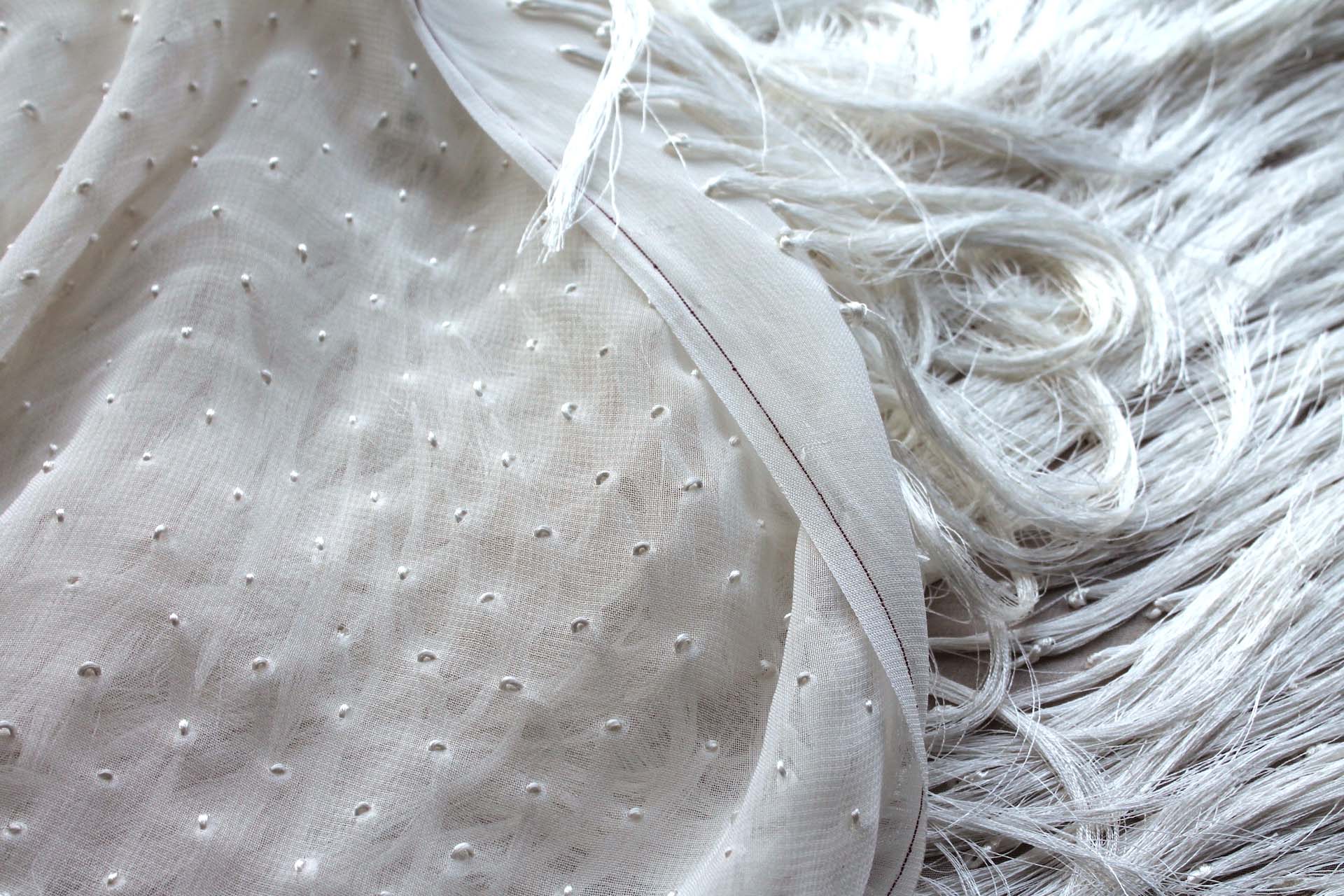 "Yeti" Viscose Fringing on Silk Chiffon - Ivory fabric, image 4 of 9