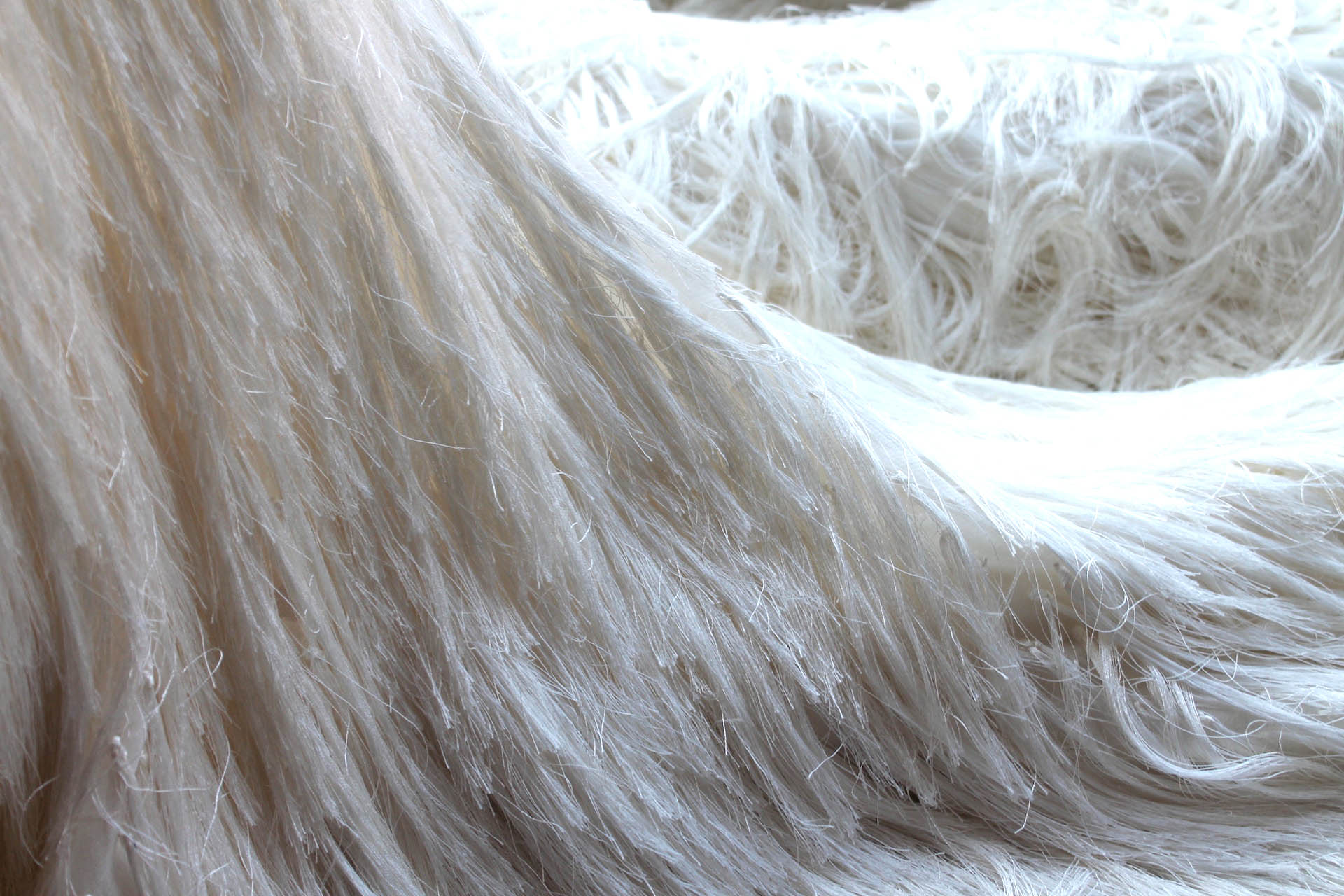 "Yeti" Viscose Fringing on Silk Chiffon - Ivory fabric, image 5 of 9
