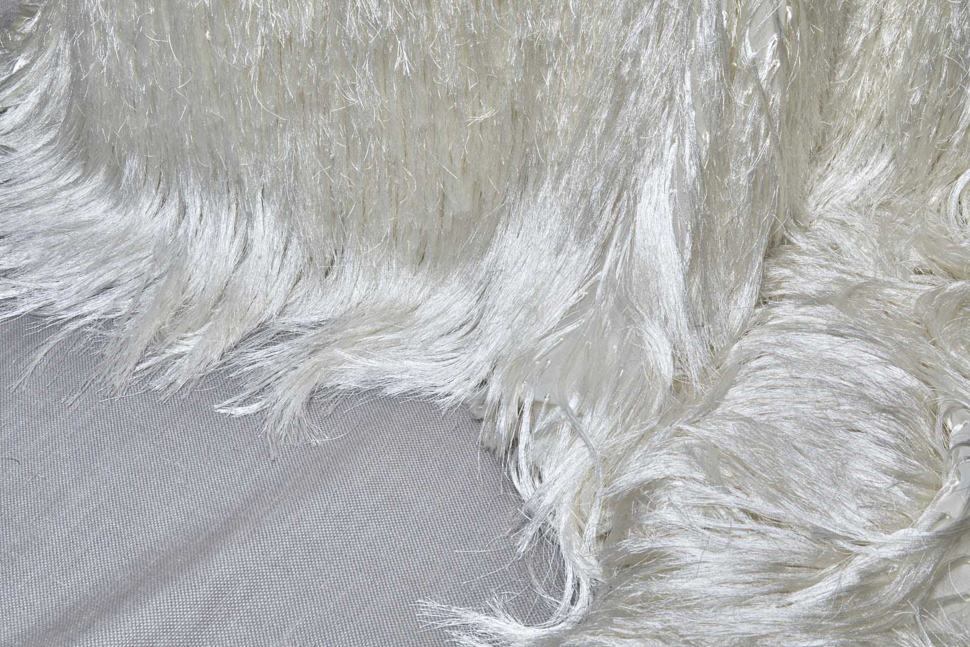 "Yeti" Viscose Fringing on Silk Chiffon - Ivory fabric, image 8 of 9