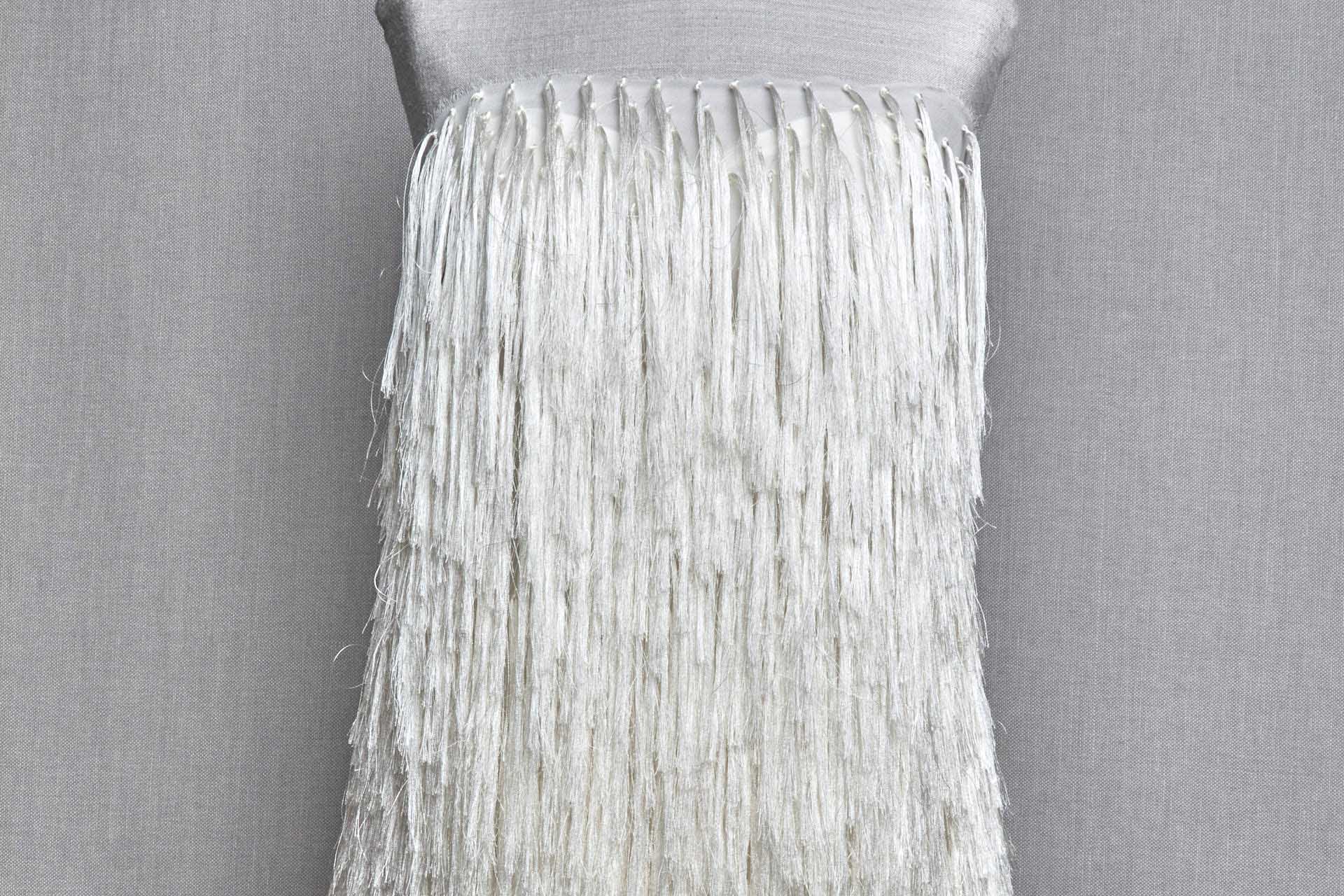 "Yeti" Viscose Fringing on Silk Chiffon - Ivory fabric, image 9 of 9