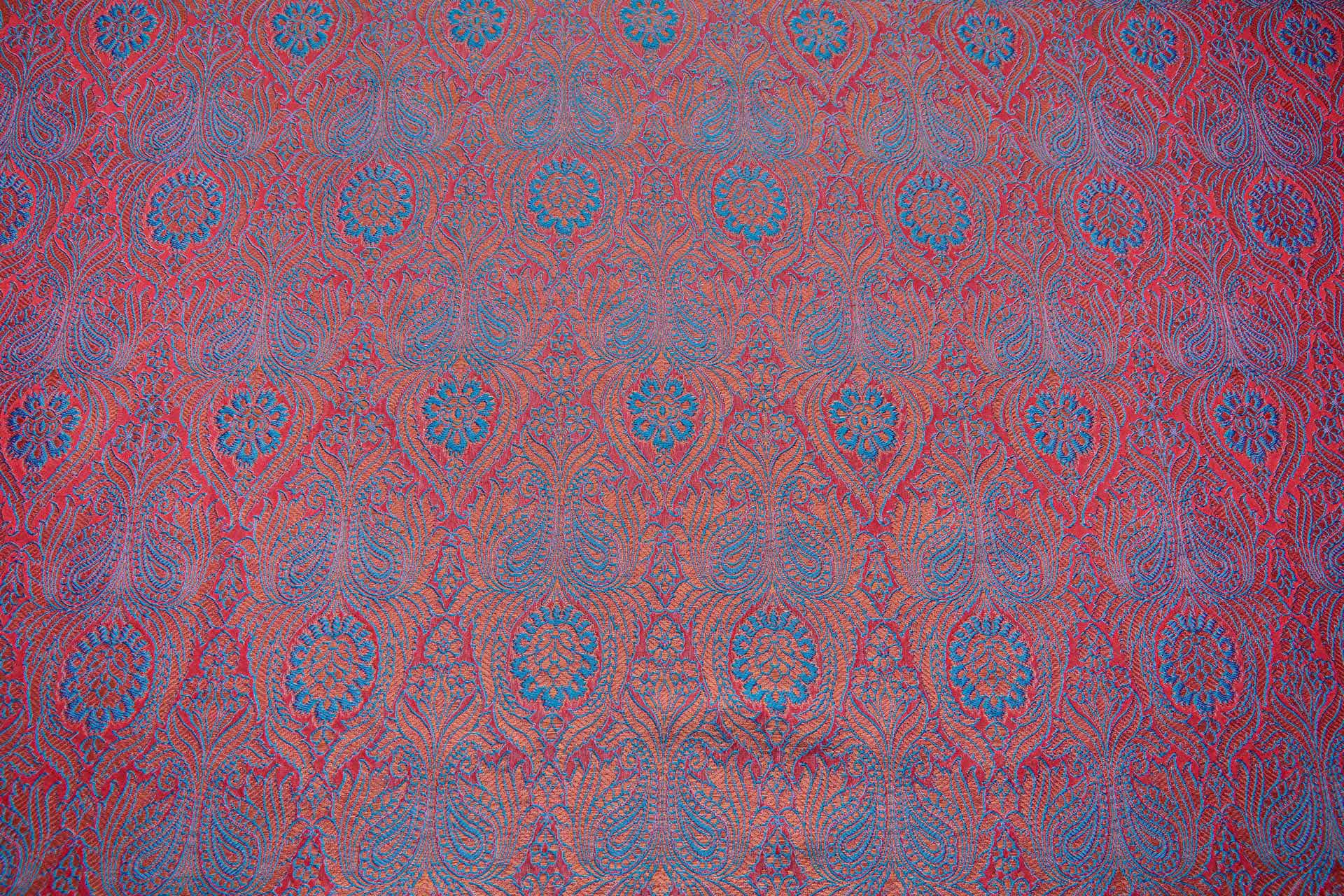 Banaras Brocade - Red, Blue and Gold fabric, image 10 of 10