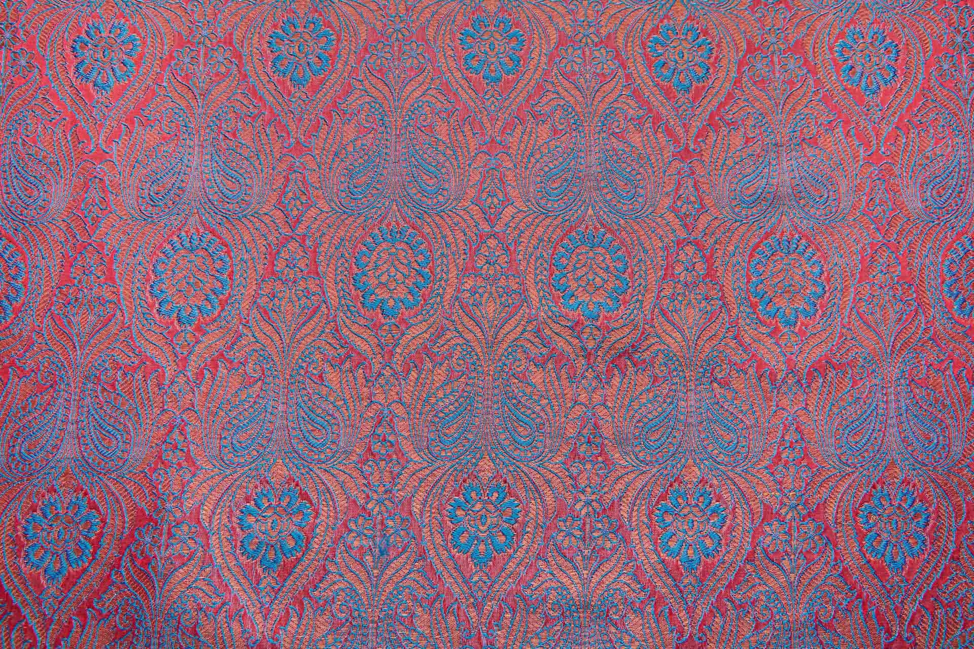 Banaras Brocade - Red, Blue and Gold fabric, image 4 of 10