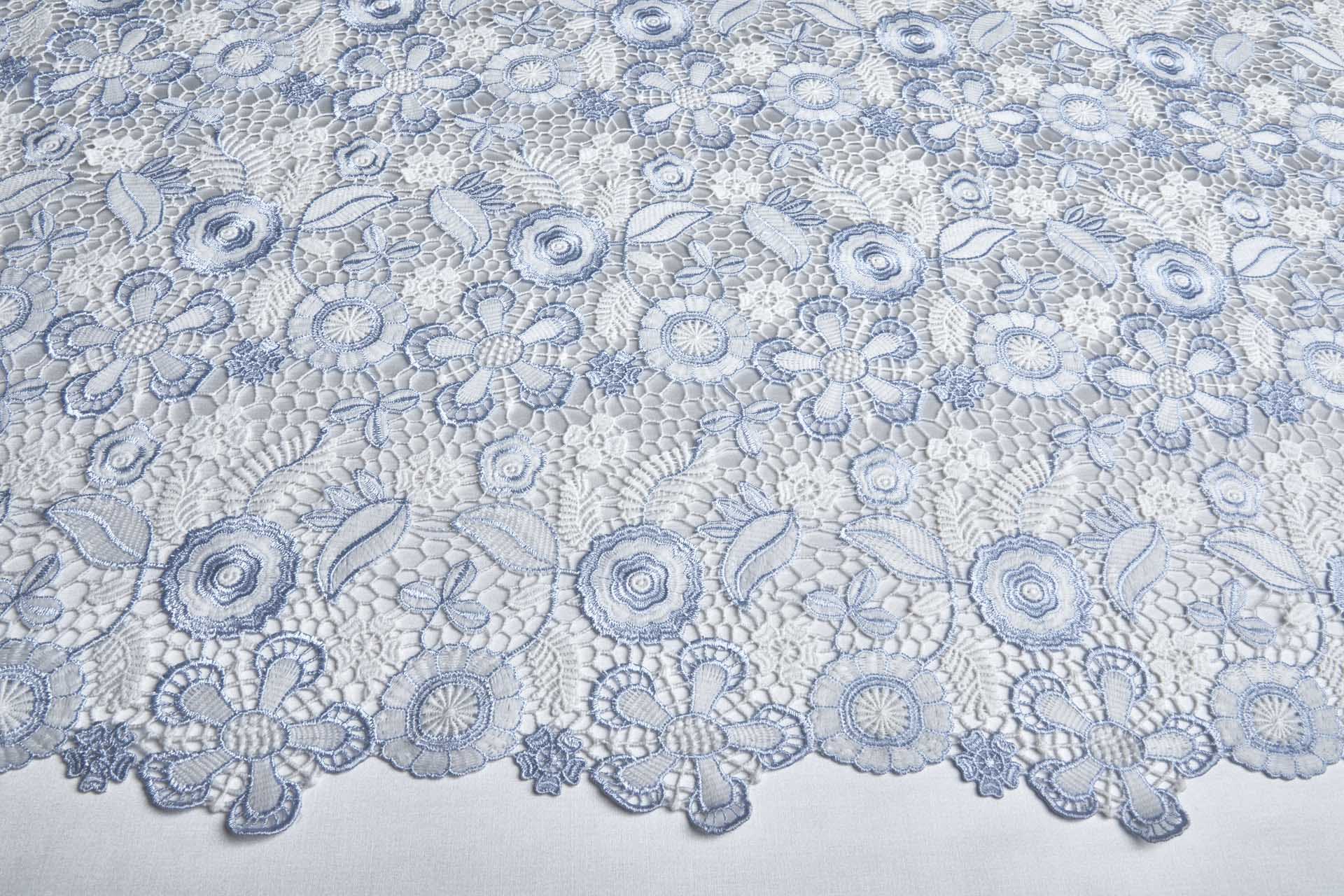 Floral Guipure Lace in Ivory and Pale Blue fabric, image 15 of 15