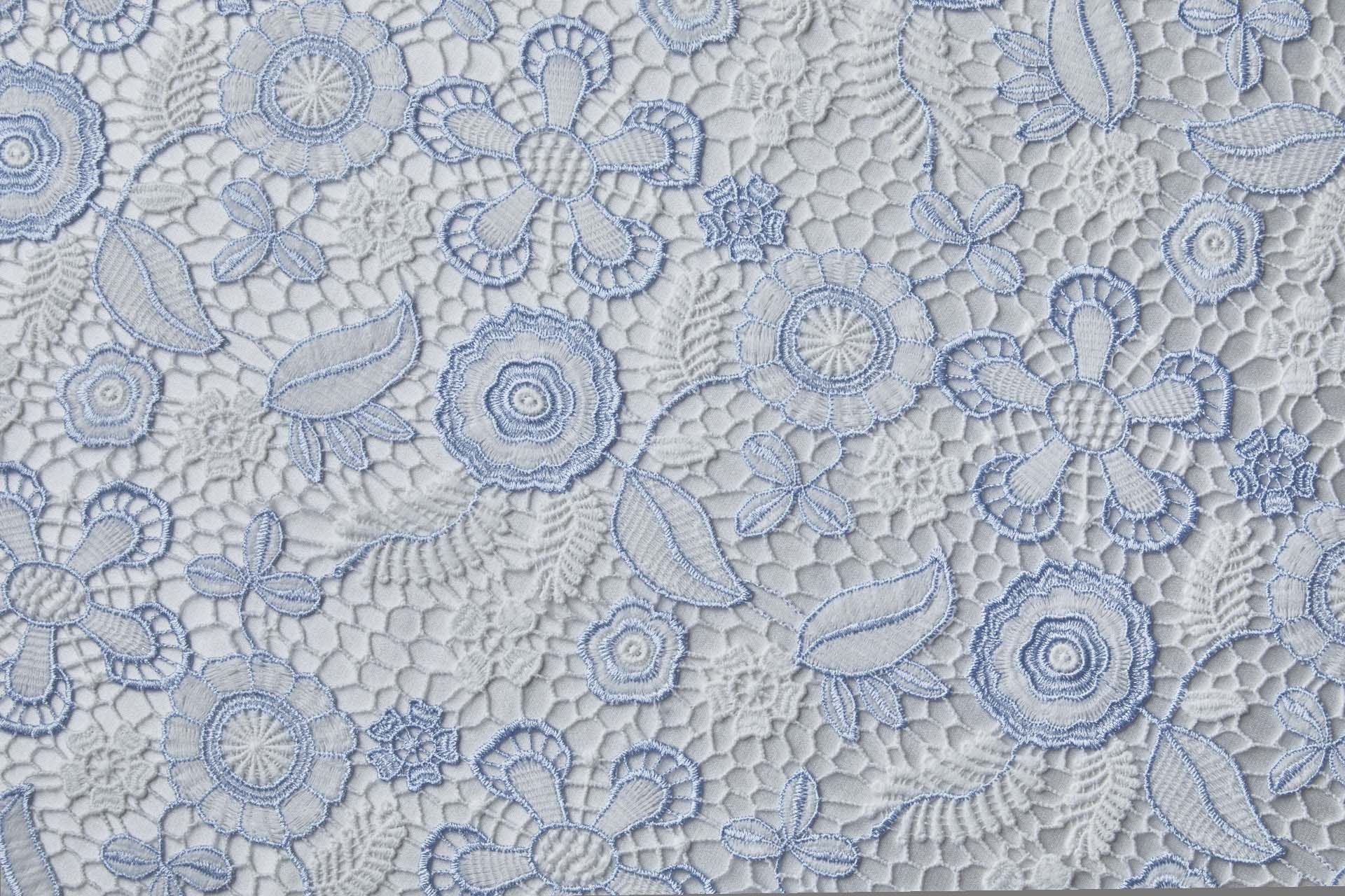 Floral Guipure Lace in Ivory and Pale Blue fabric, image 13 of 15