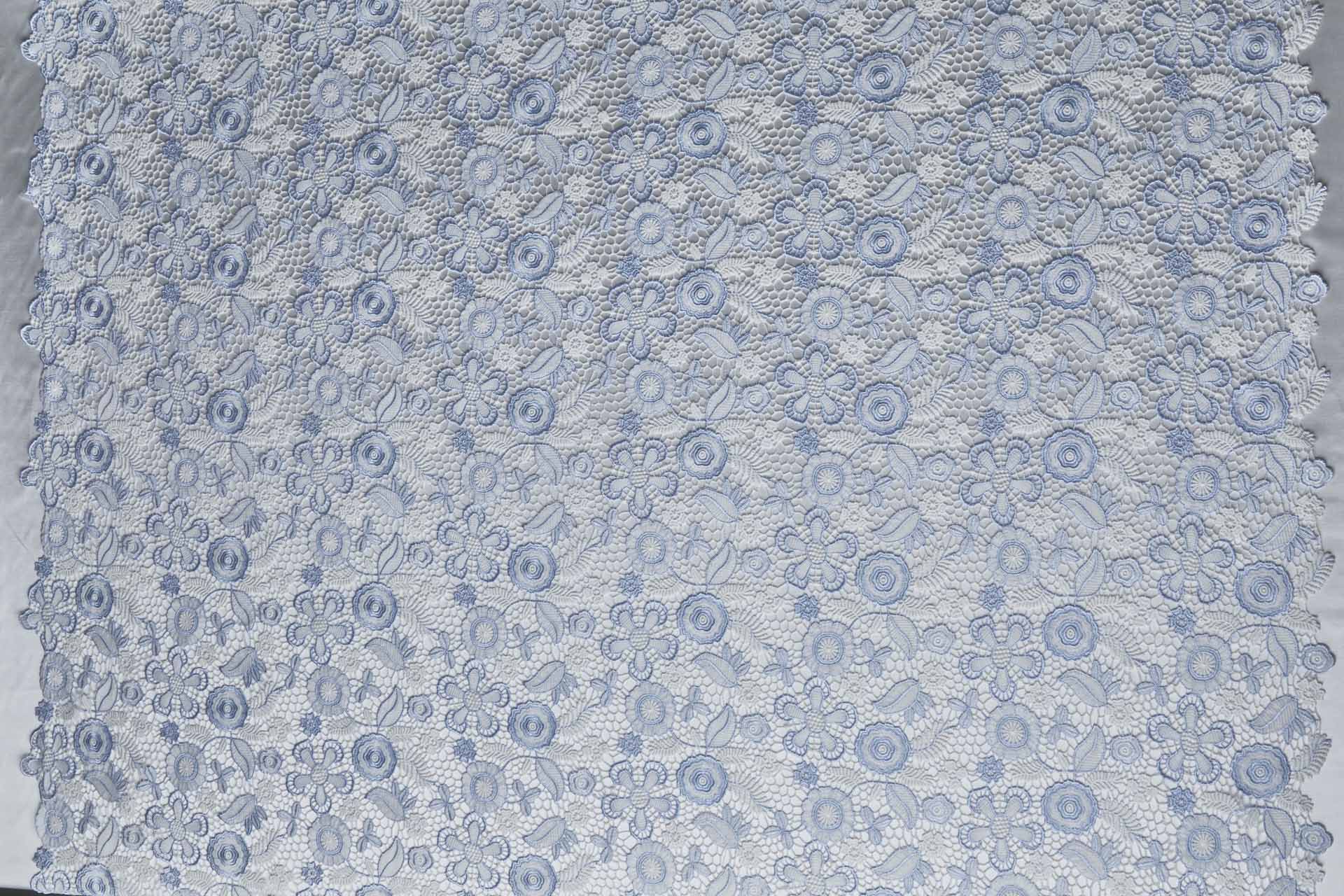 Floral Guipure Lace in Ivory and Pale Blue fabric, image 14 of 15