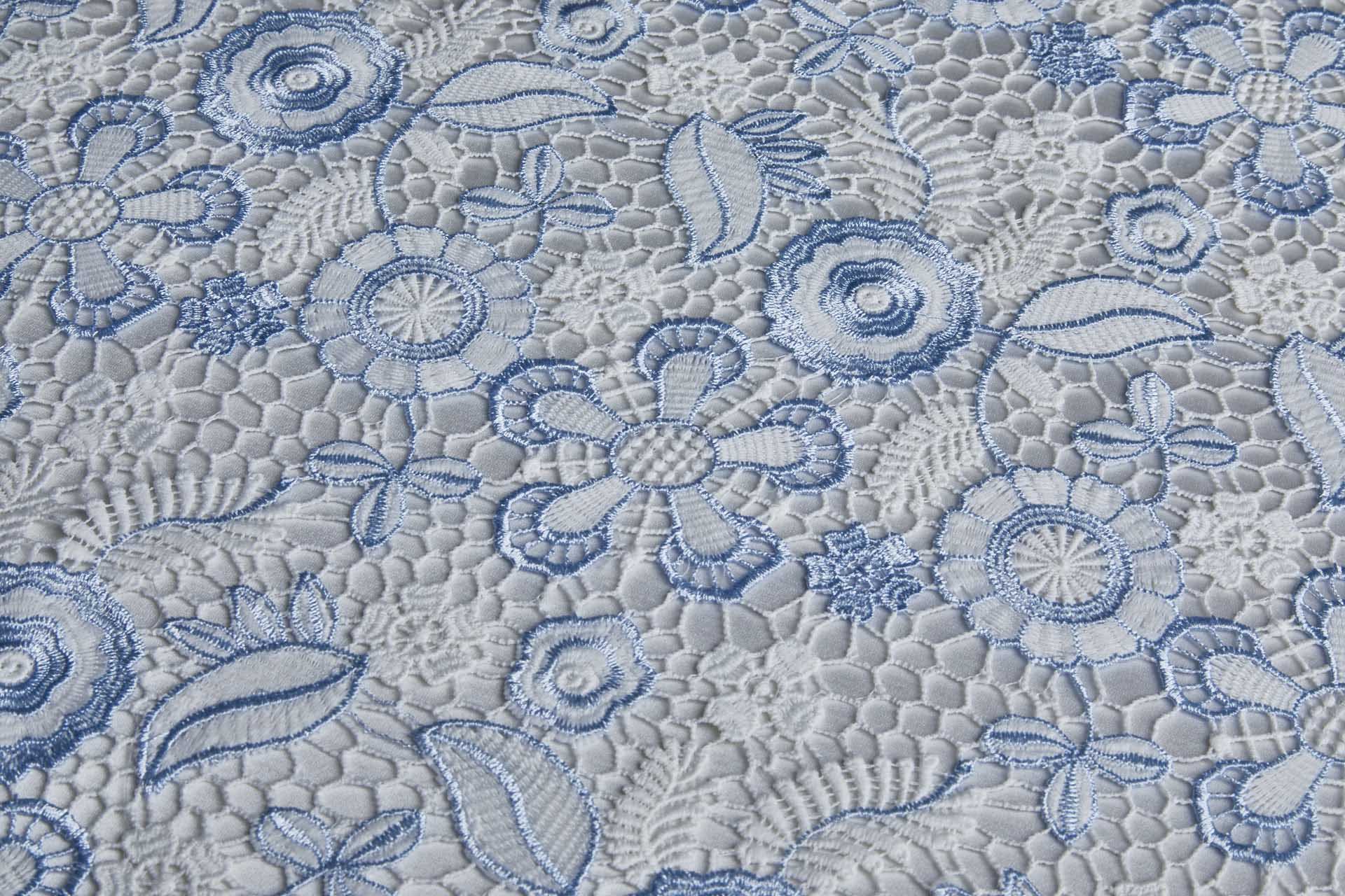 Floral Guipure Lace in Ivory and Pale Blue fabric, image 4 of 15