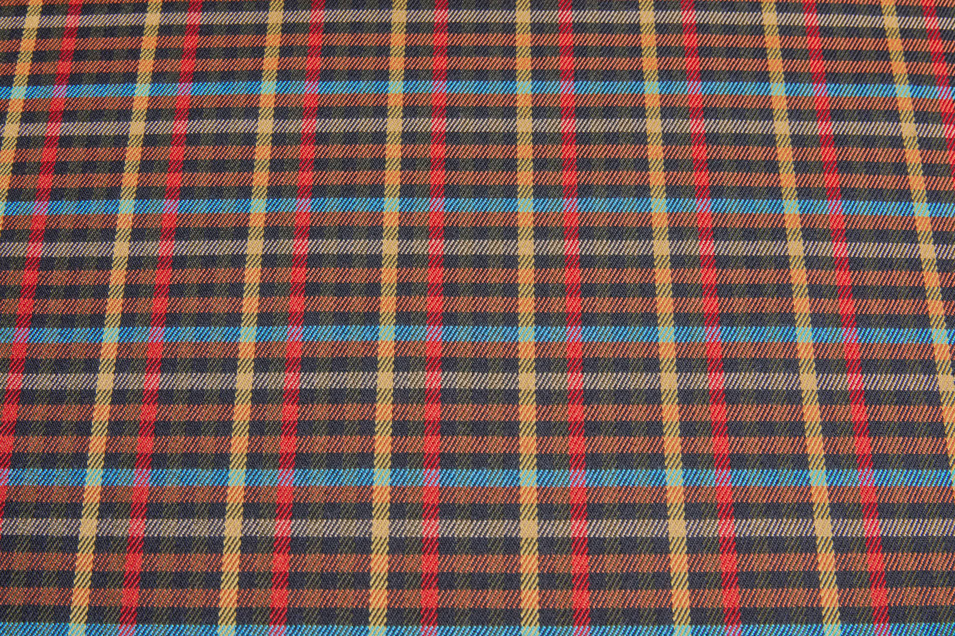 Stretch Tartan - Black, Rust, Mustard, Black, Beige, Blue fabric, image 9 of 9