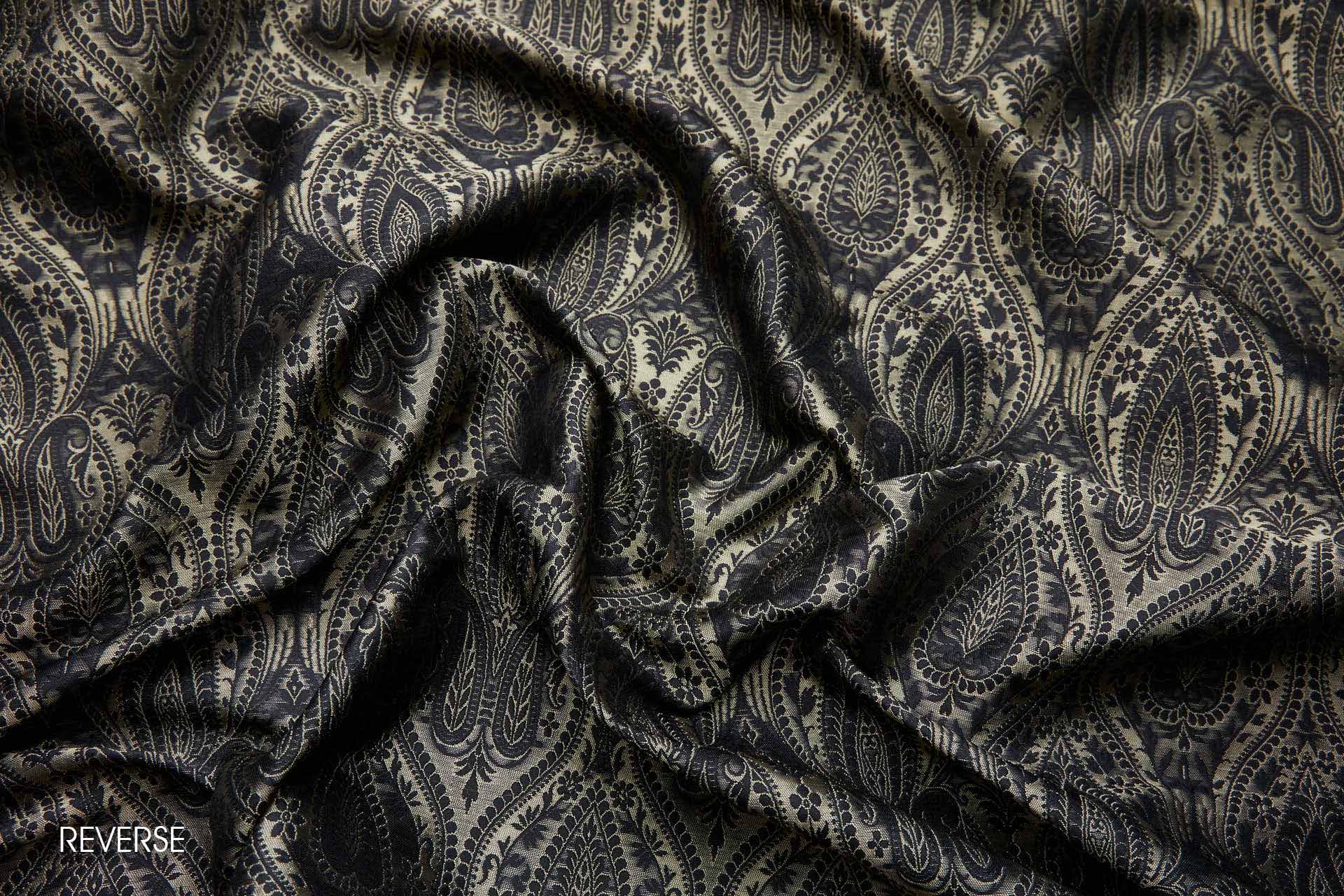 Banaras Brocade - Black and Gold paisley fabric, image 6 of 11