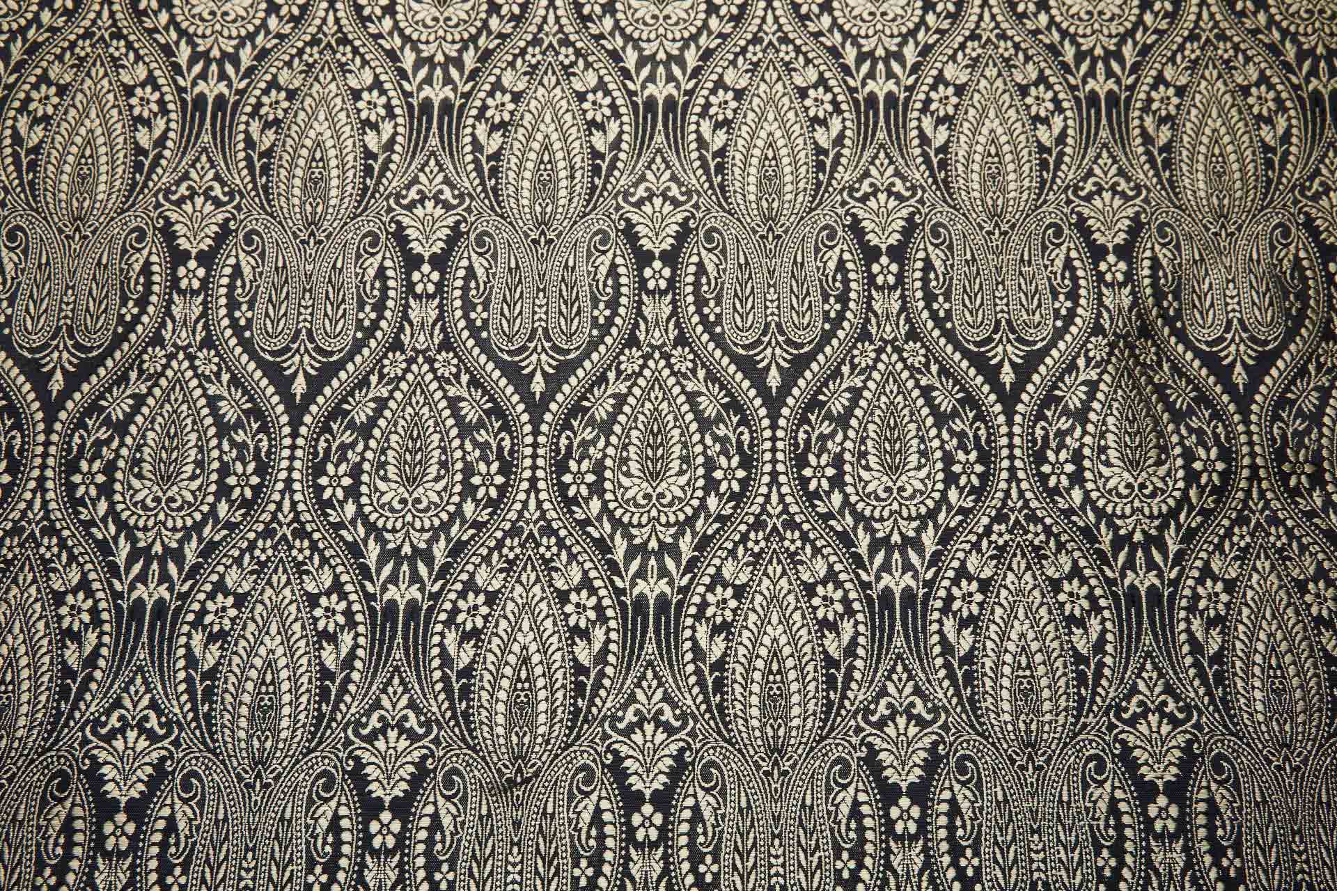 Banaras Brocade - Black and Gold paisley fabric, image 7 of 11