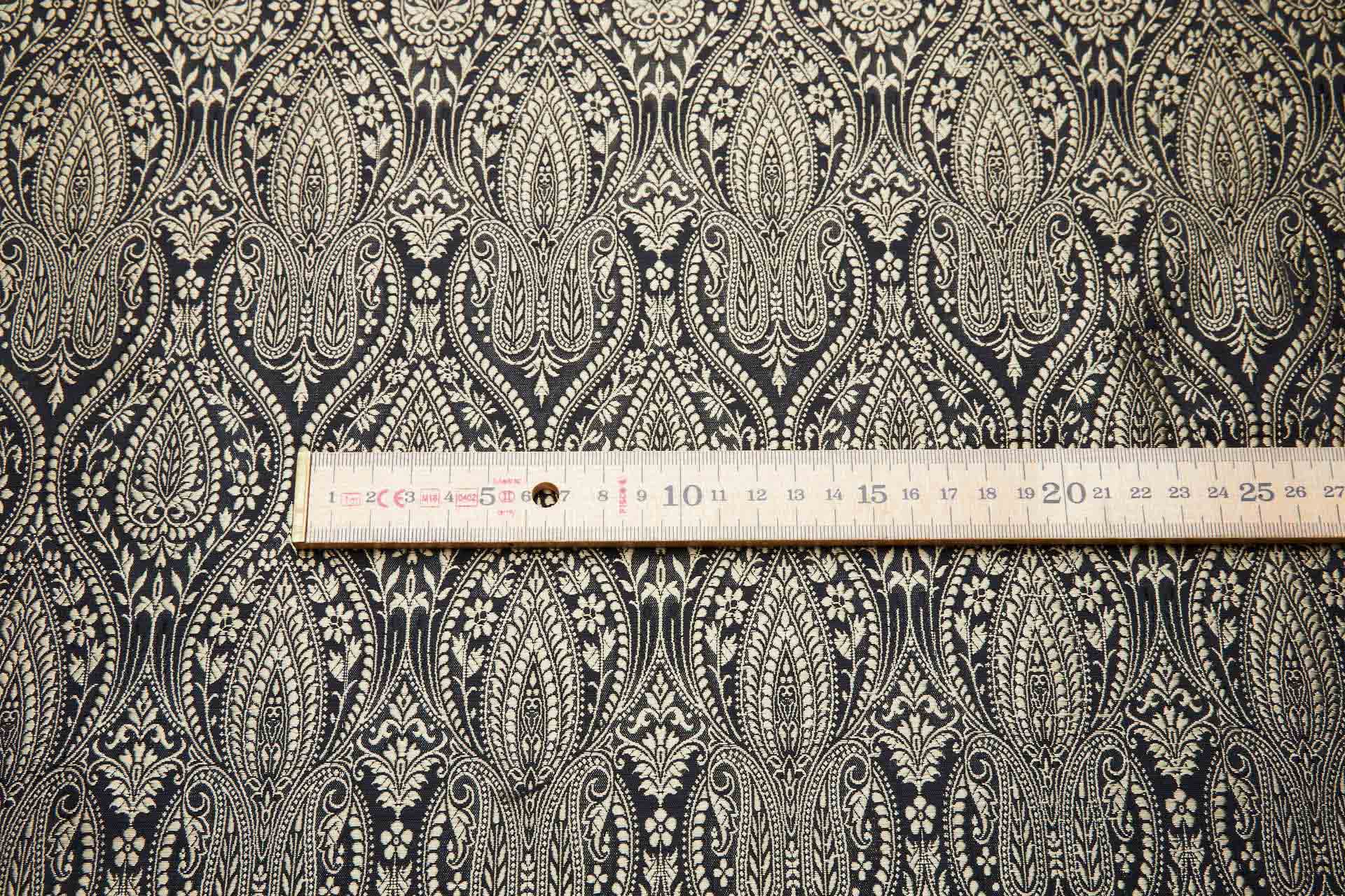 Banaras Brocade - Black and Gold paisley fabric, image 9 of 11