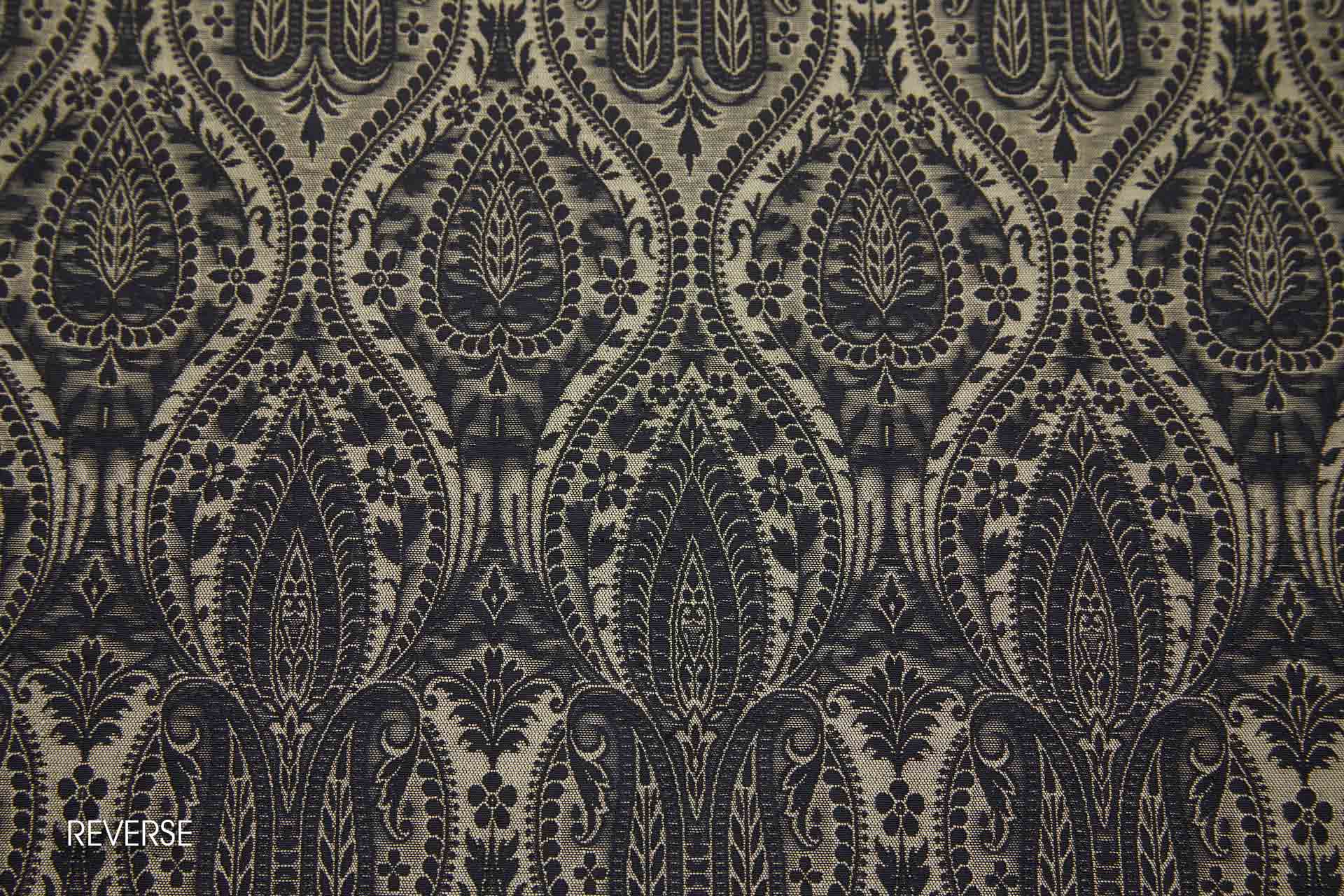 Banaras Brocade - Black and Gold paisley fabric, image 10 of 11