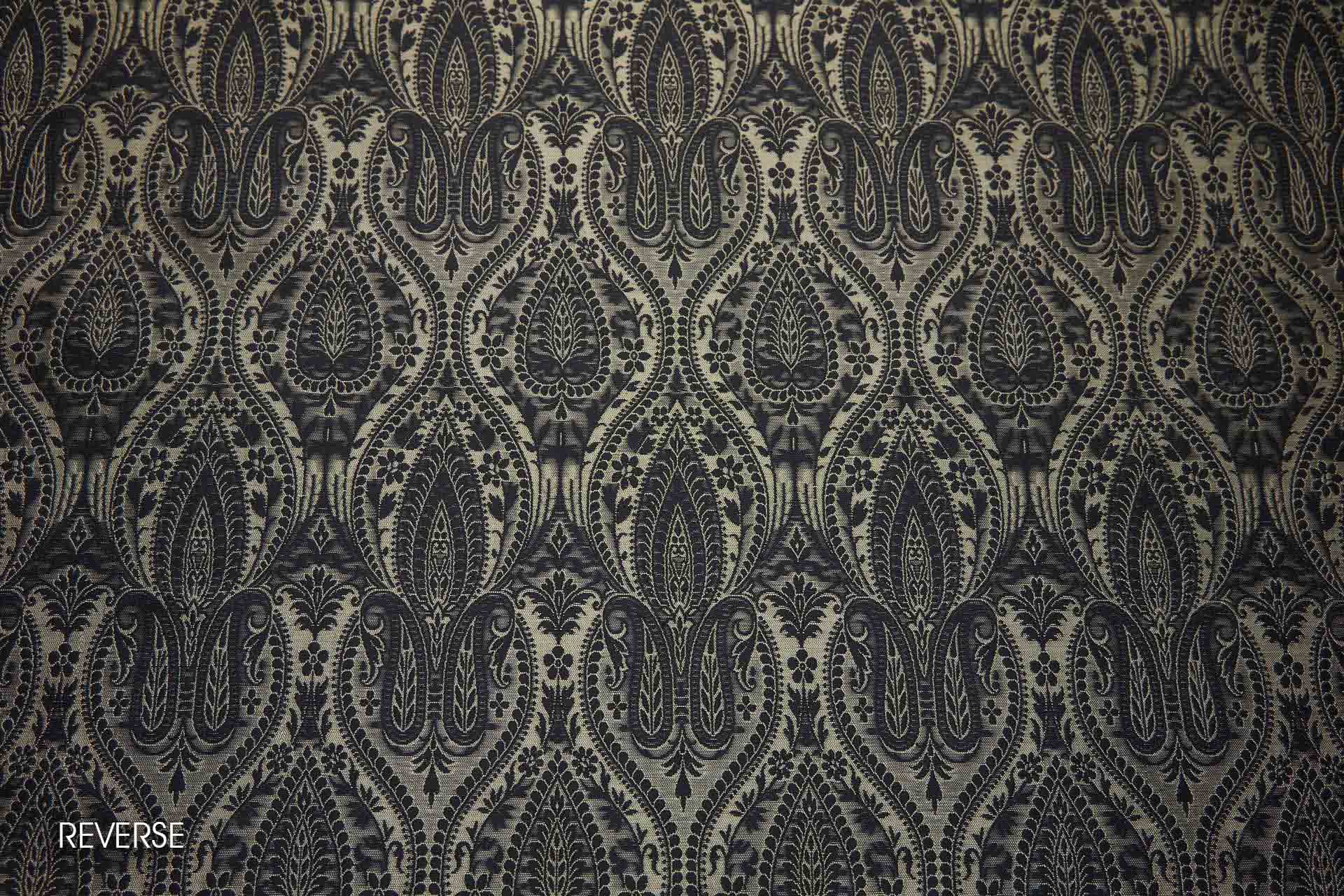 Banaras Brocade - Black and Gold paisley fabric, image 8 of 11