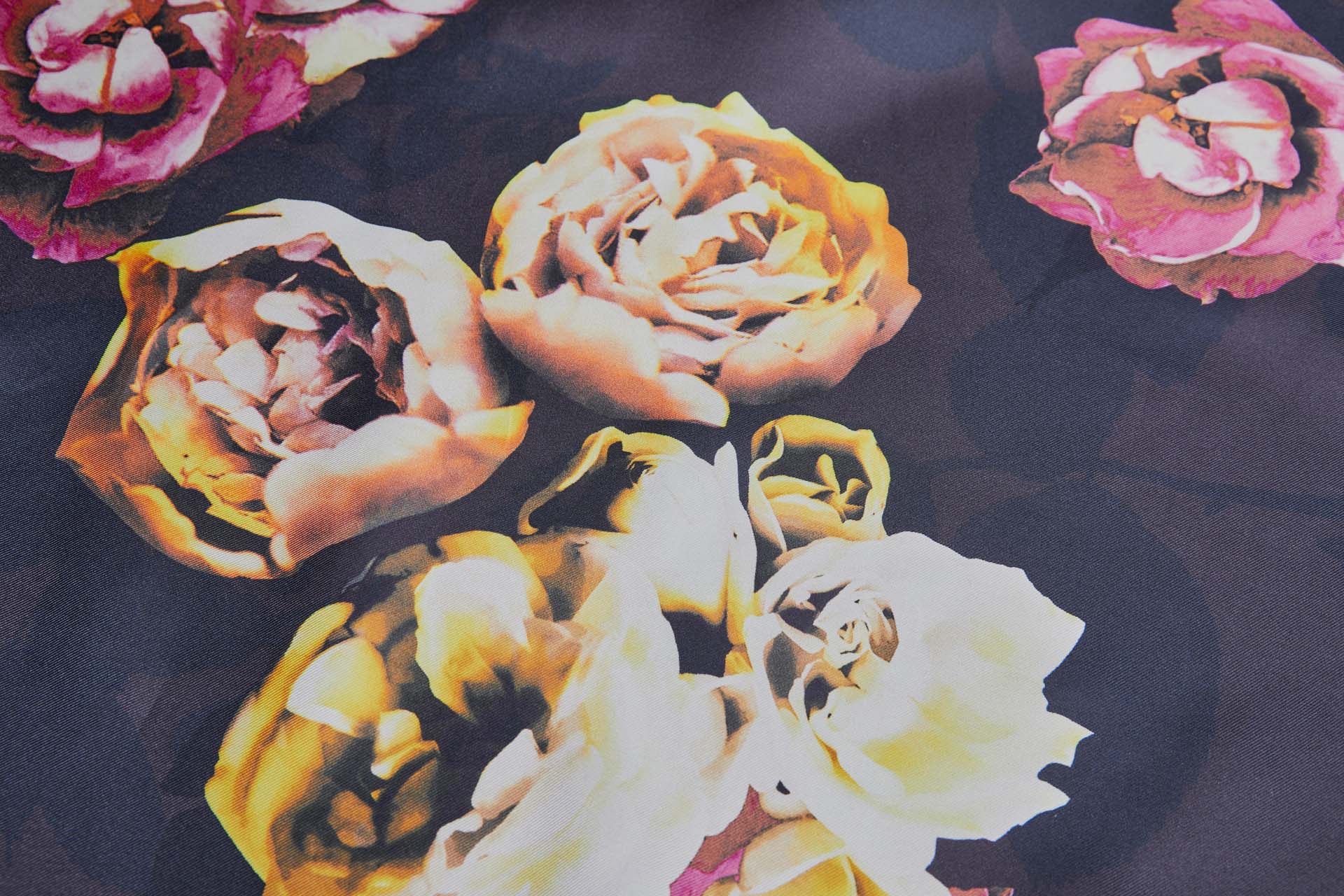 Large Floral Print on Inky Blue Purple Silk Twill fabric, image 7 of 9