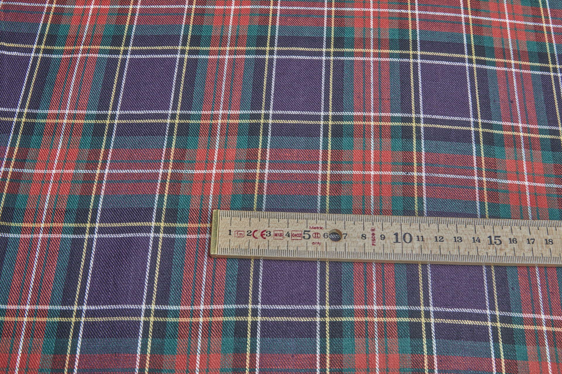 Linen Tartan - Purple, Green and Red fabric, image 6 of 8